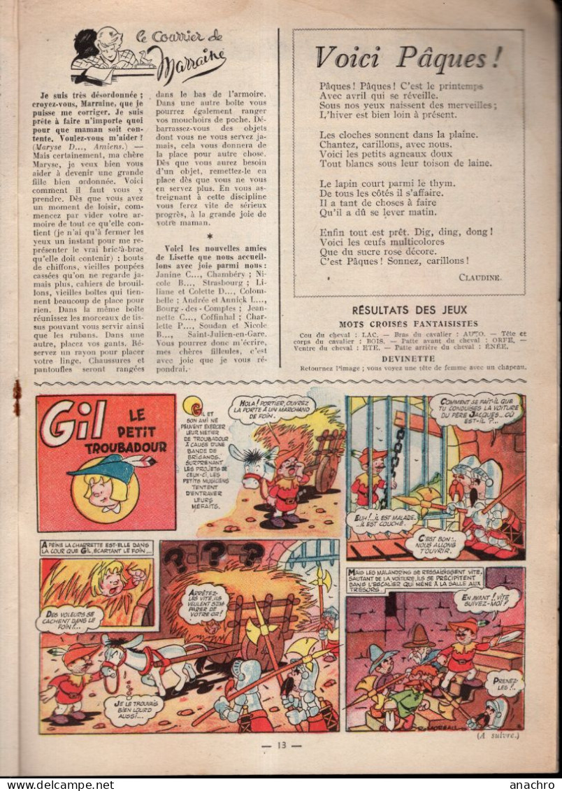 Magazine LISETTE N°16 ZETTE Reporter Du 18 Avril 1954 NIQUE Et Son Scooter - Lisette