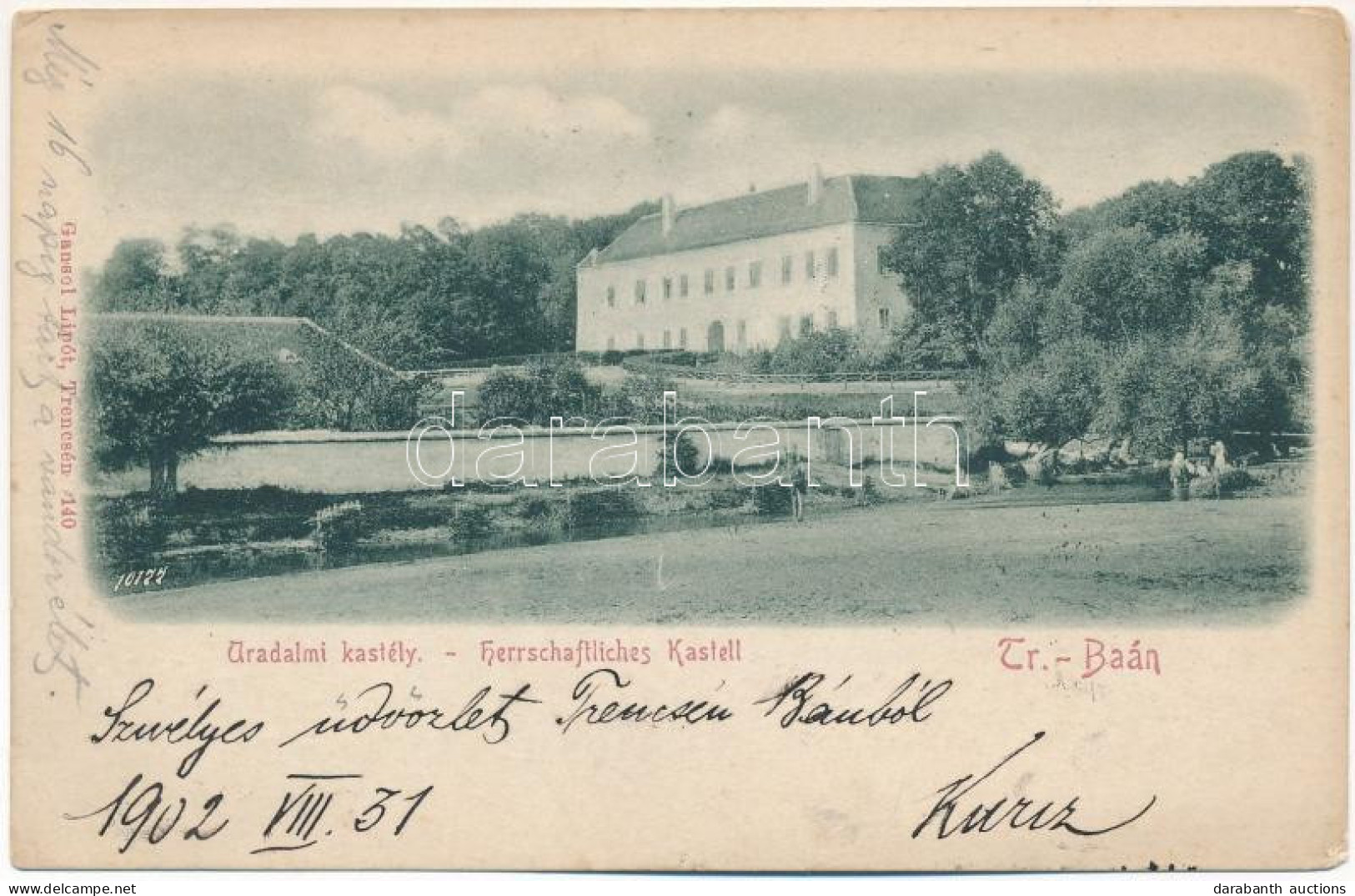 * T2/T3 1902 Bán, Trencsénbán, Bánovce Nad Bebravou; Uradalmi Kastély. Gansel Lipót 140. / Castle (EK) - Zonder Classificatie