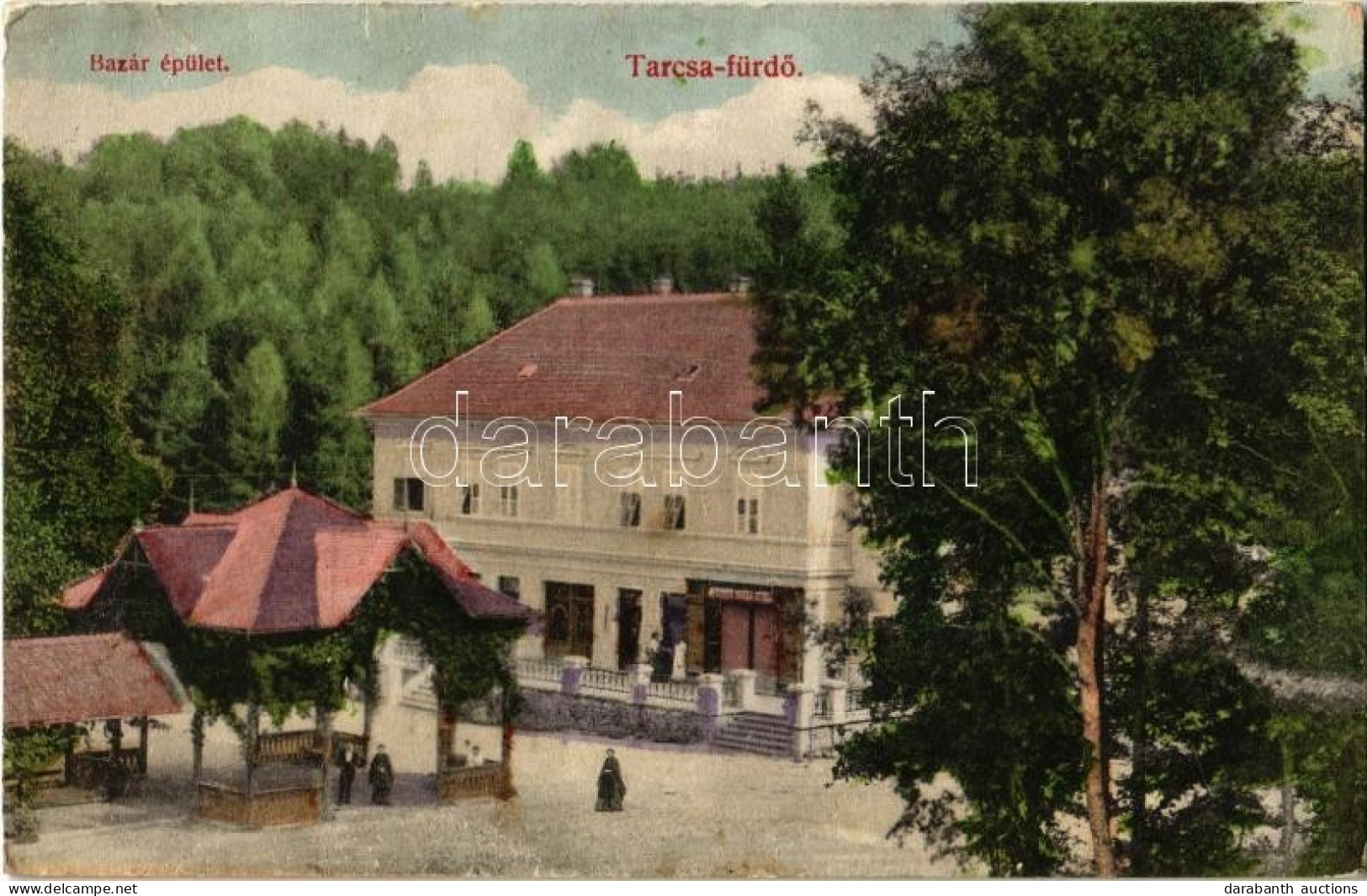 T2/T3 1915 Tarcsafürdő, Bad Tatzmannsdorf; Bazár épület. Stern Fényképész Kiadása / Bazaar Shop - Ohne Zuordnung