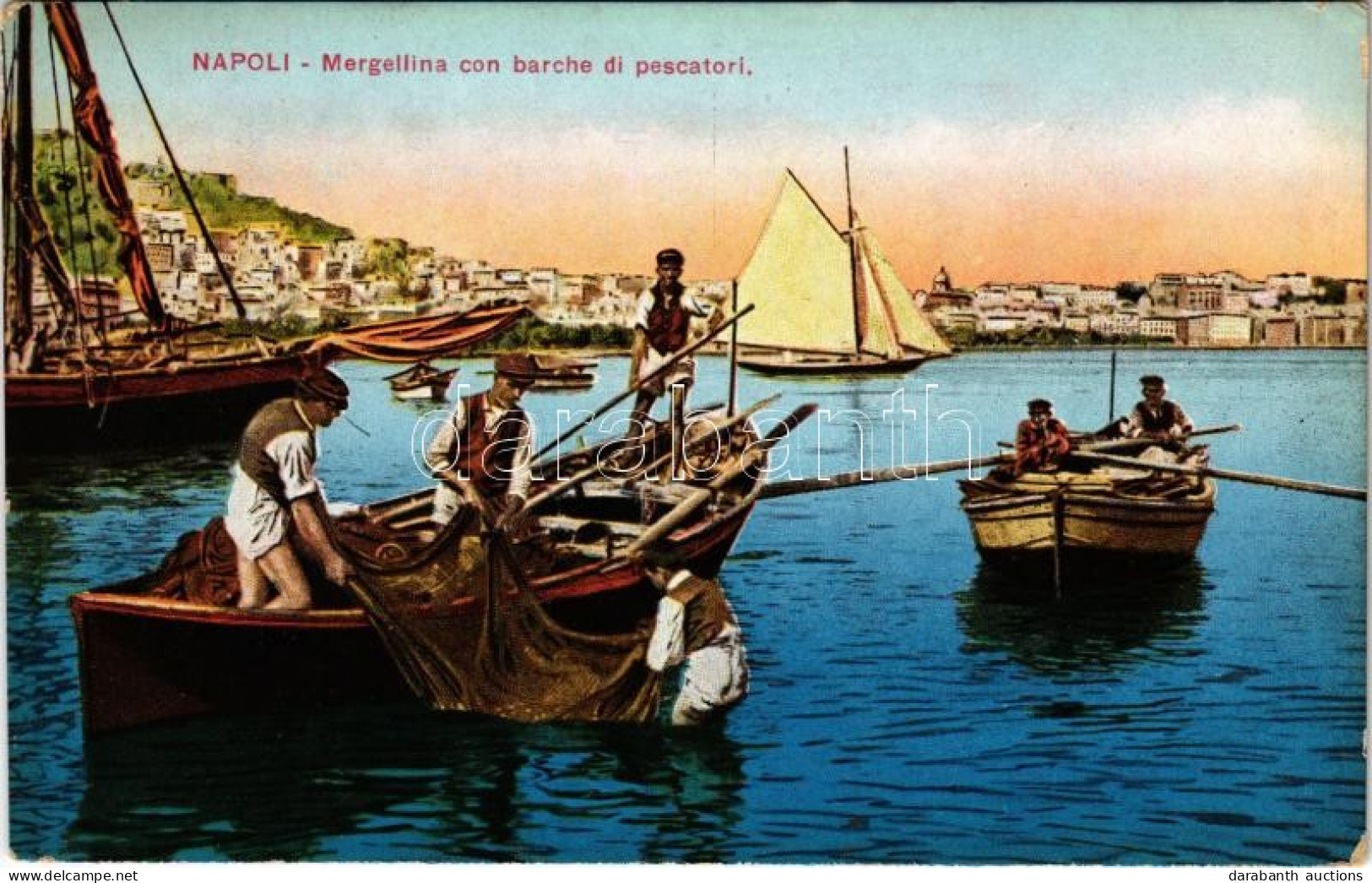 ** T2/T3 Napoli, Naples; Mergellina Con Barche Di Pescatori / Fishing Boats (EK) - Non Classés