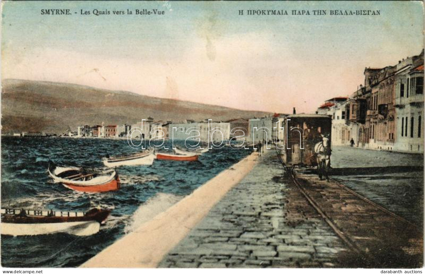 ** T2 Izmir, Smyrna, Smirna; Les Quais Vers La Belle-Vue / Rakpart és Lóvasút / Quay And Horse-drawn Tram - Non Classés