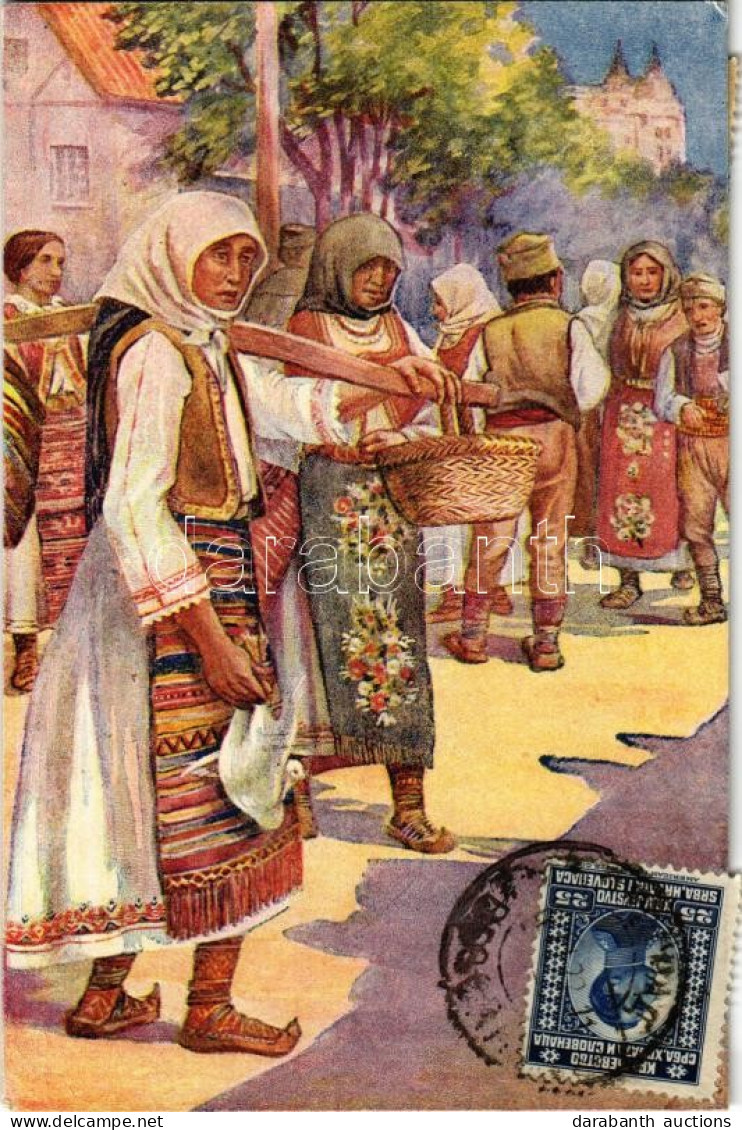 T2/T3 Seljanka Na Beogradskoj Pijaci / Peasant Woman At The Belgrade Market, Folklore Art Postcard (EK) - Unclassified