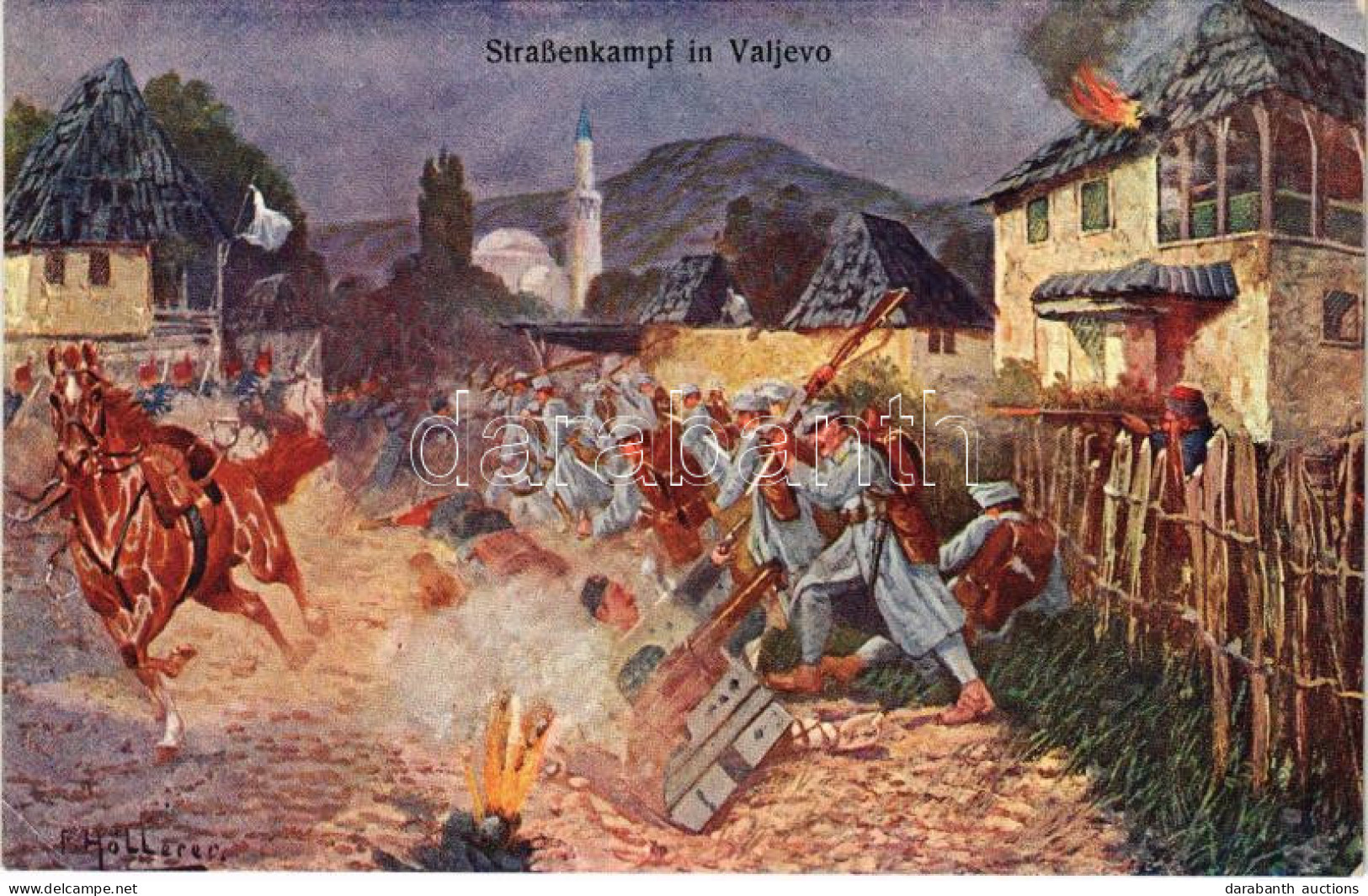 ** T2/T3 Straßenkampf In Valjevo / WWI Austro-Hungarian K.u.K. Military Art Postcard S: F. Höllerer (EK) - Unclassified