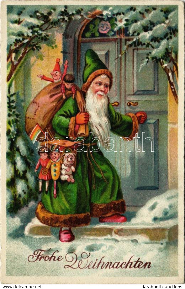 T2/T3 1930 Frohe Weihnachten / Christmas Greeting Art Postcard With Saint Nicholas And Toys (EK) - Non Classés