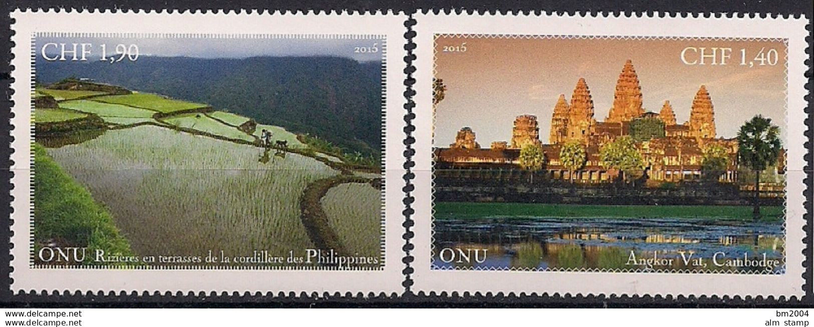 2015  UNO Genf  Mi. 912-3**MNH  UNESCO-Welterbe: Südostasien. - Ongebruikt