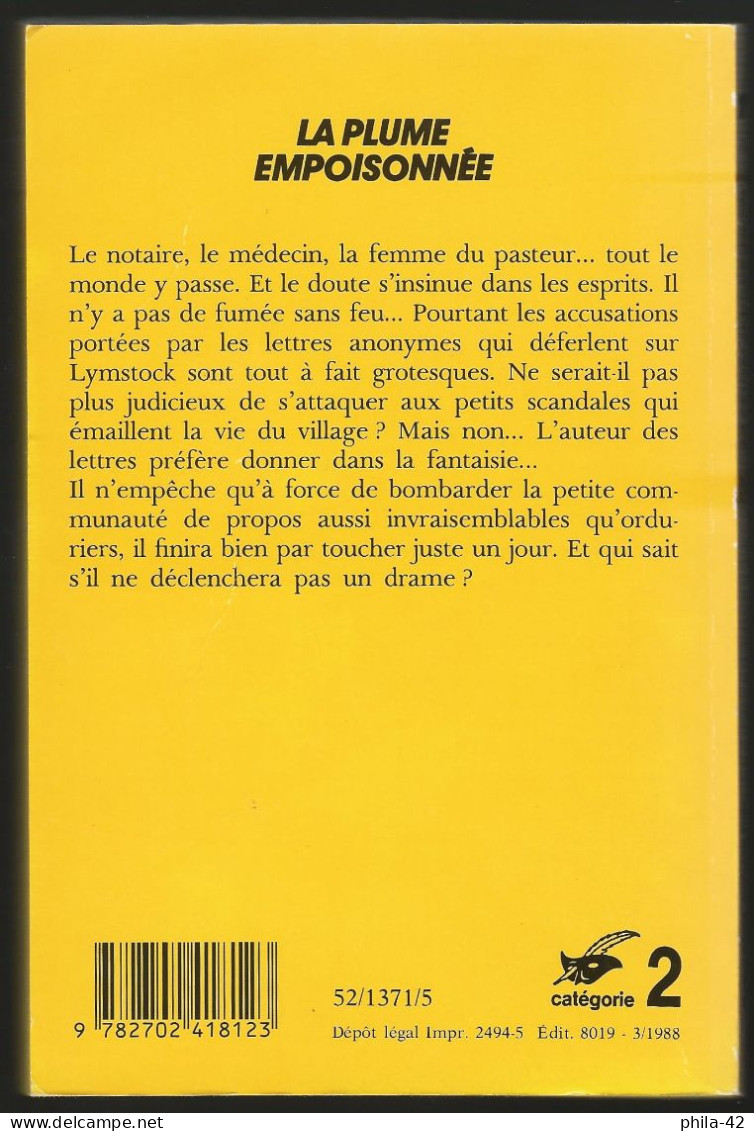 Agatha Christie - La Plume Empoisonnée - Le Masque N° 371 - Etat Neuf - Agatha Christie