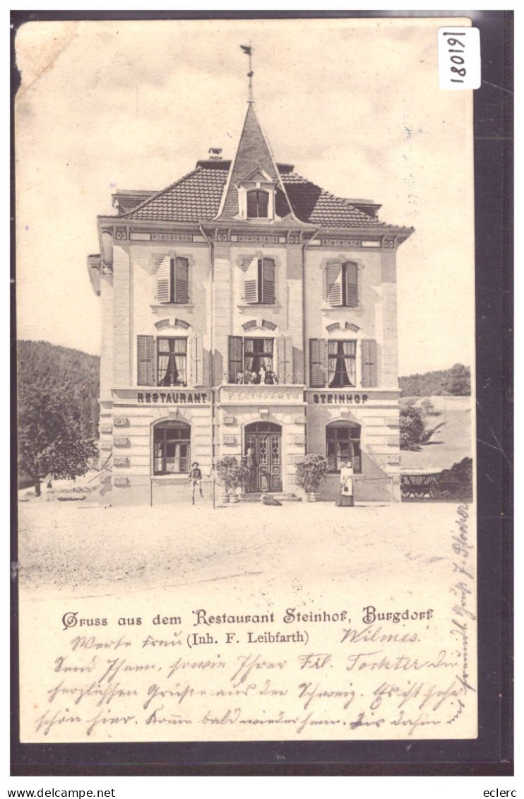 BURGDORF - BERTHOUD - RESTAURANT STEINHOF - B ( COIN HAUT GAUCHE DEFECTUEUX ) - Berthoud