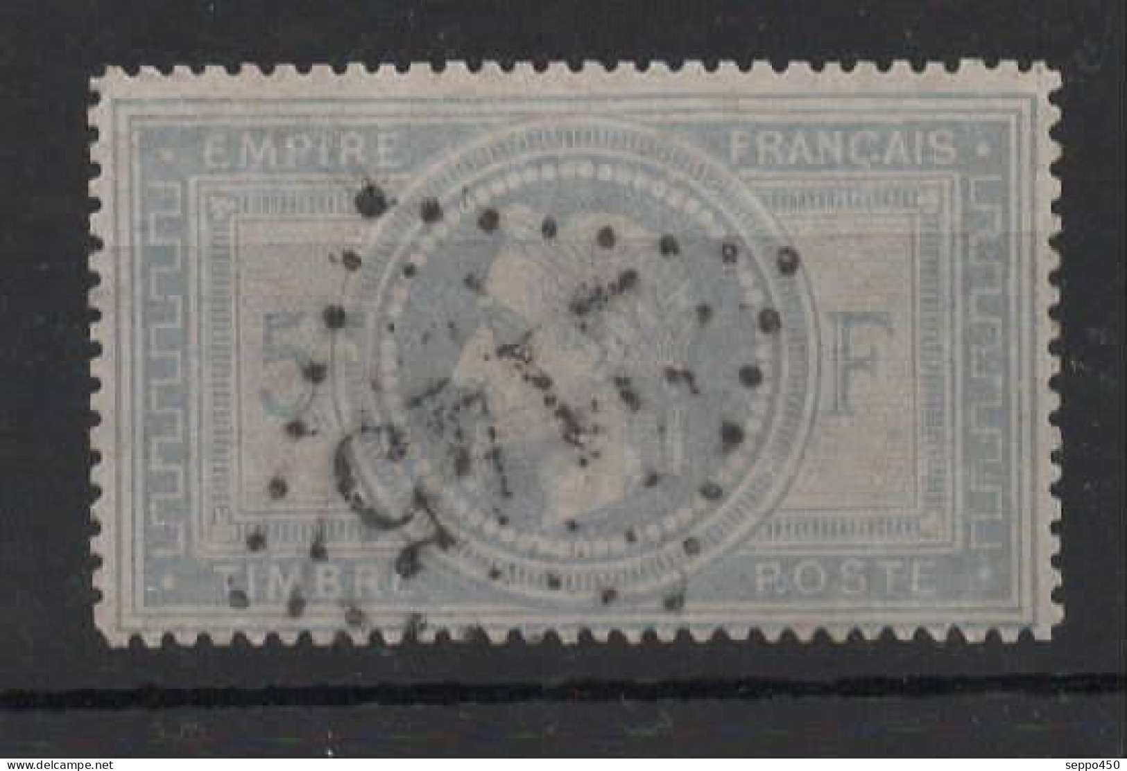 1862 Napoleon III - YT 33, 5 FR VIOLET-GRIS OBLITERE GRILLE GC