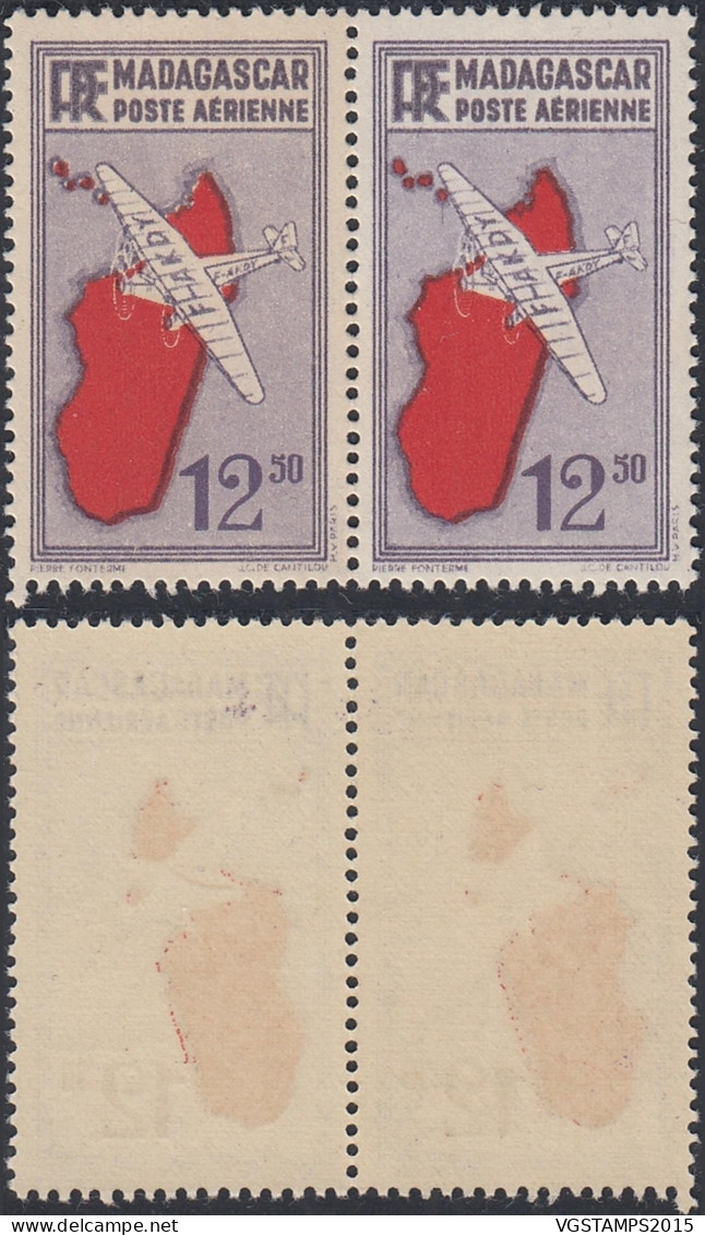 Madagascar 1935-France Colonie. Timbres Neufs. Yvert Nr.: PAII. A Paire.. One Avec Curiositée......(EB) DC-12208 - Ungebraucht