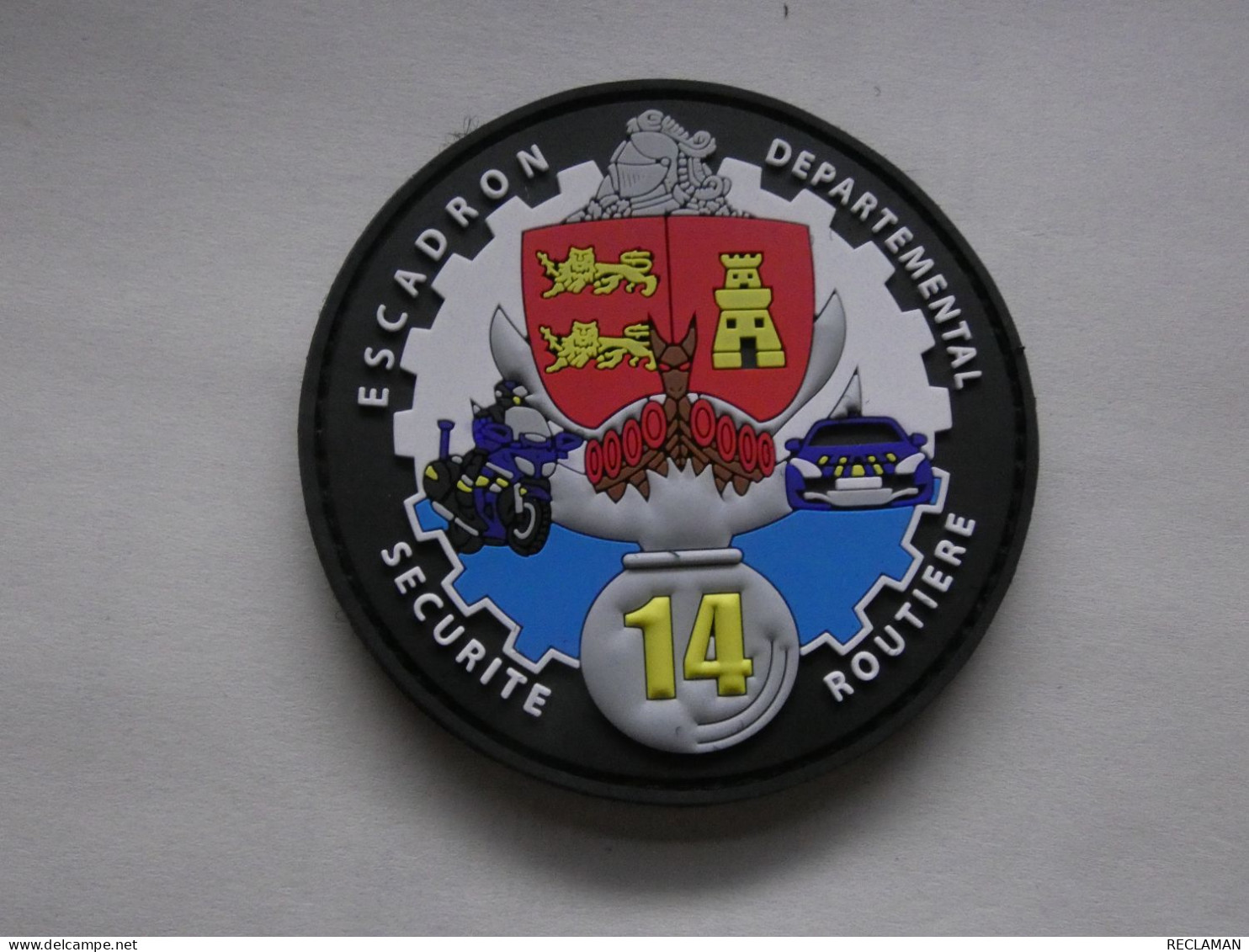 PATCH ECUSSON INSIGNE PVC 3D GENDARMERIE EDSR 14 CALVADOS Escadron Départemental Sécurité Routière - Politie & Rijkswacht