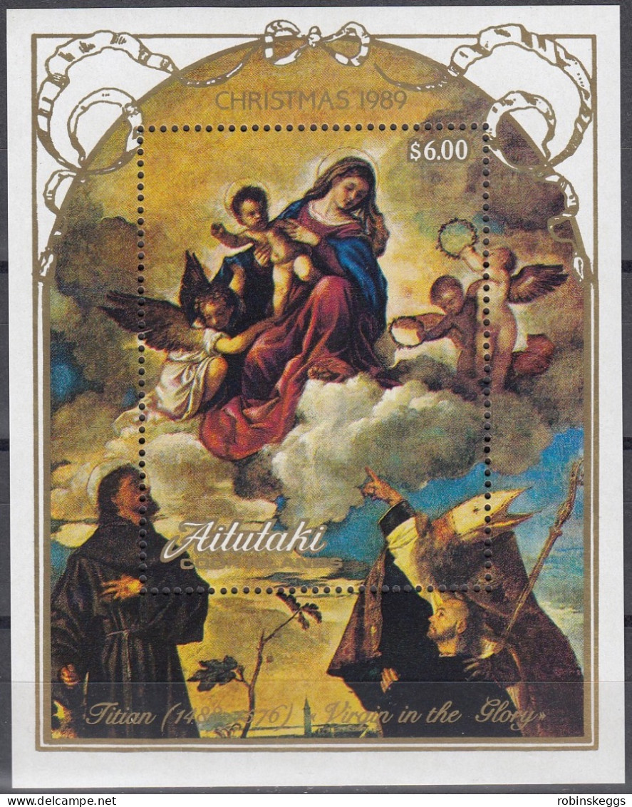 AITUTAKI 1989 Christmas $4.20 M/S MNH - Madonna