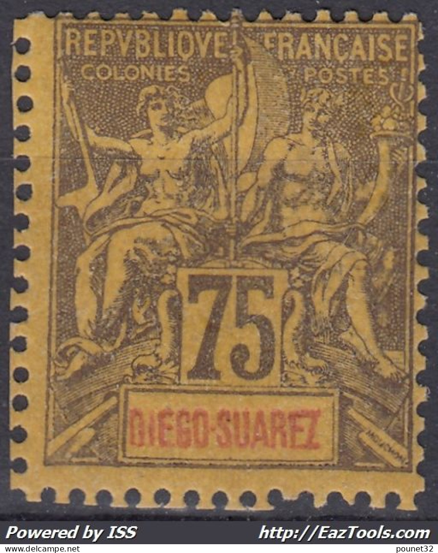 TIMBRE DIEGO SUAREZ TYPE GROUPE 75c N° 49 NEUF * GOMME AVEC CHARNIERE - Nuevos