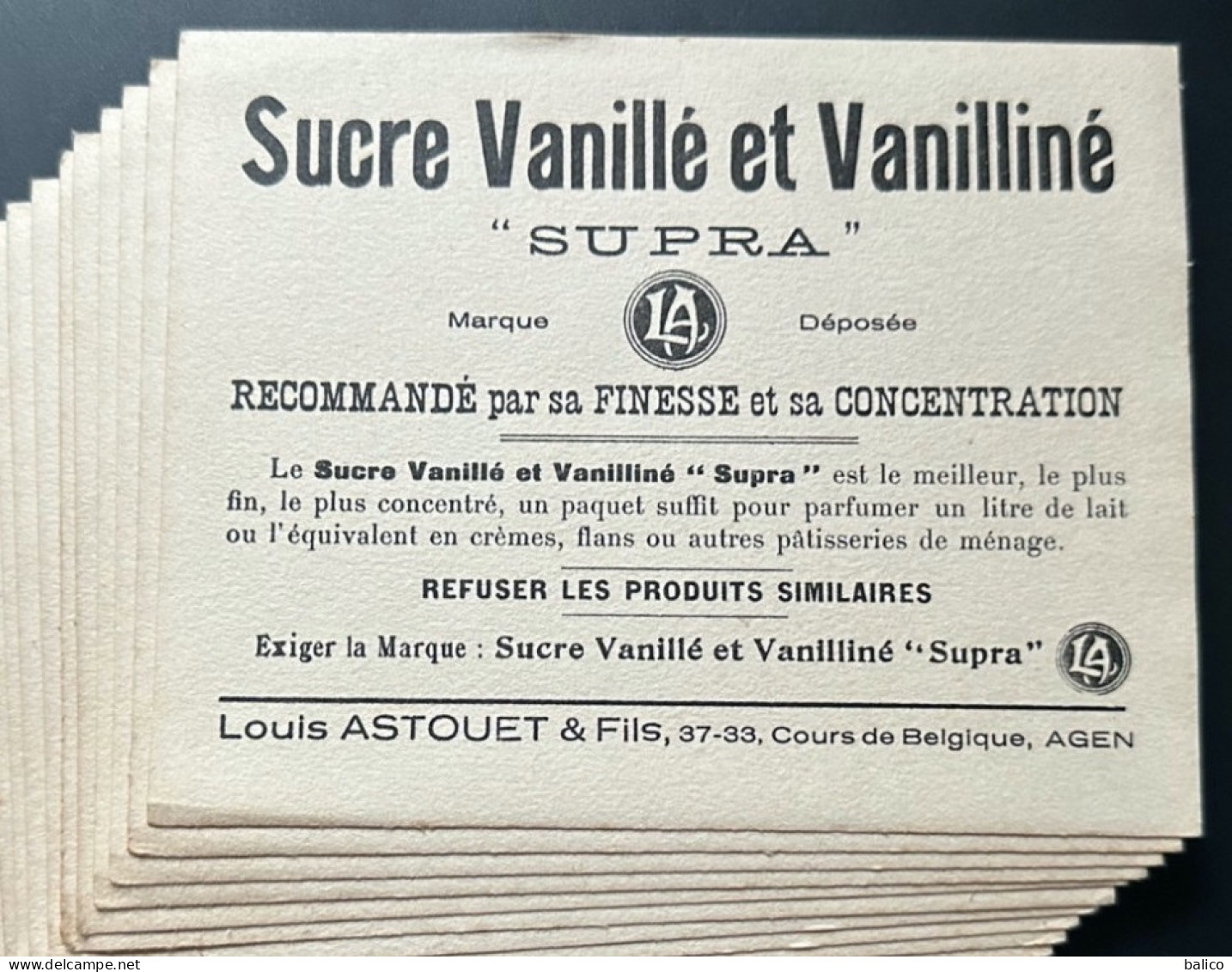 Buvard  - Sucre Vanillé Et Vanilliné - Lot De 8 Buvards - Andere & Zonder Classificatie