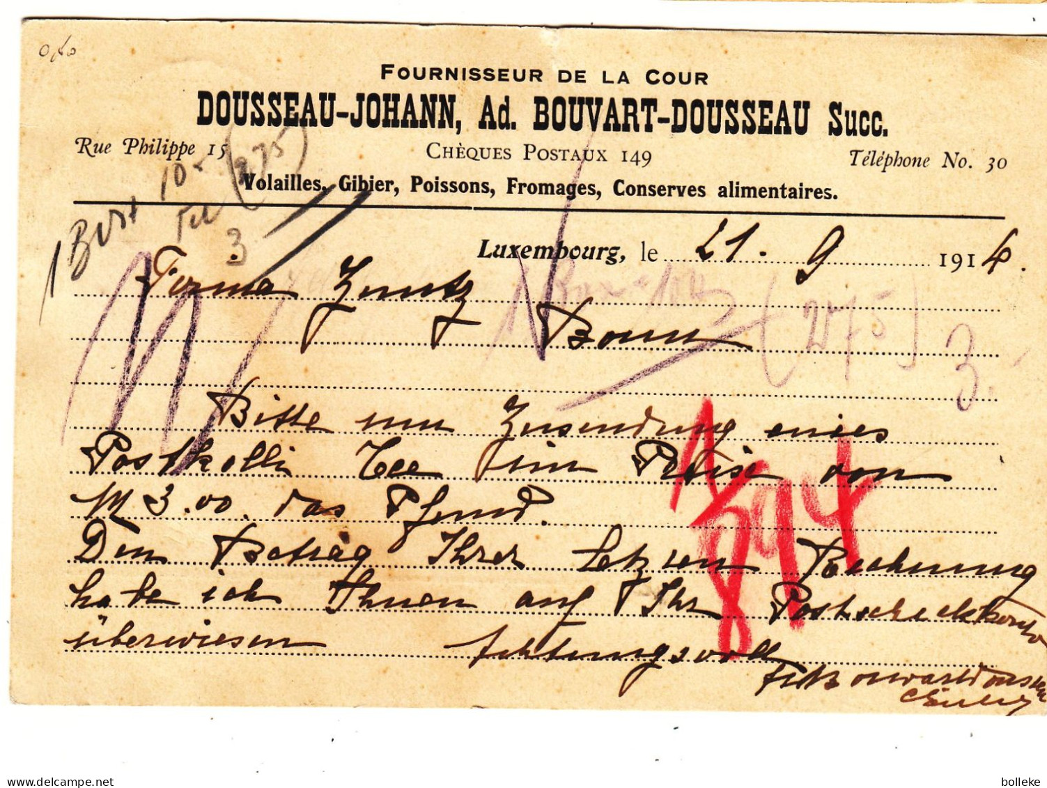 Luxembourg - Carte Postale De 1914 - Oblit Luxembourg - Exp Vers Bonn - - 1907-24 Scudetto