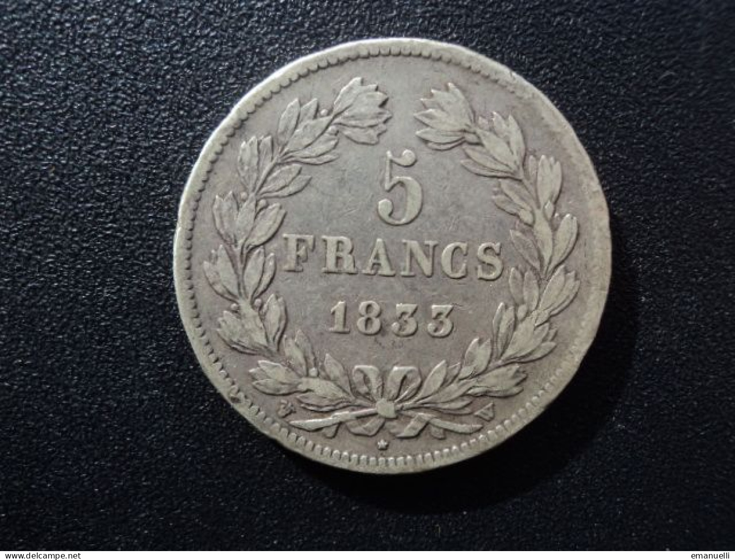 FRANCE : 5 FRANCS   1833 W   *    F.324 / G 678 / KM 749.13     TTB - - 5 Francs