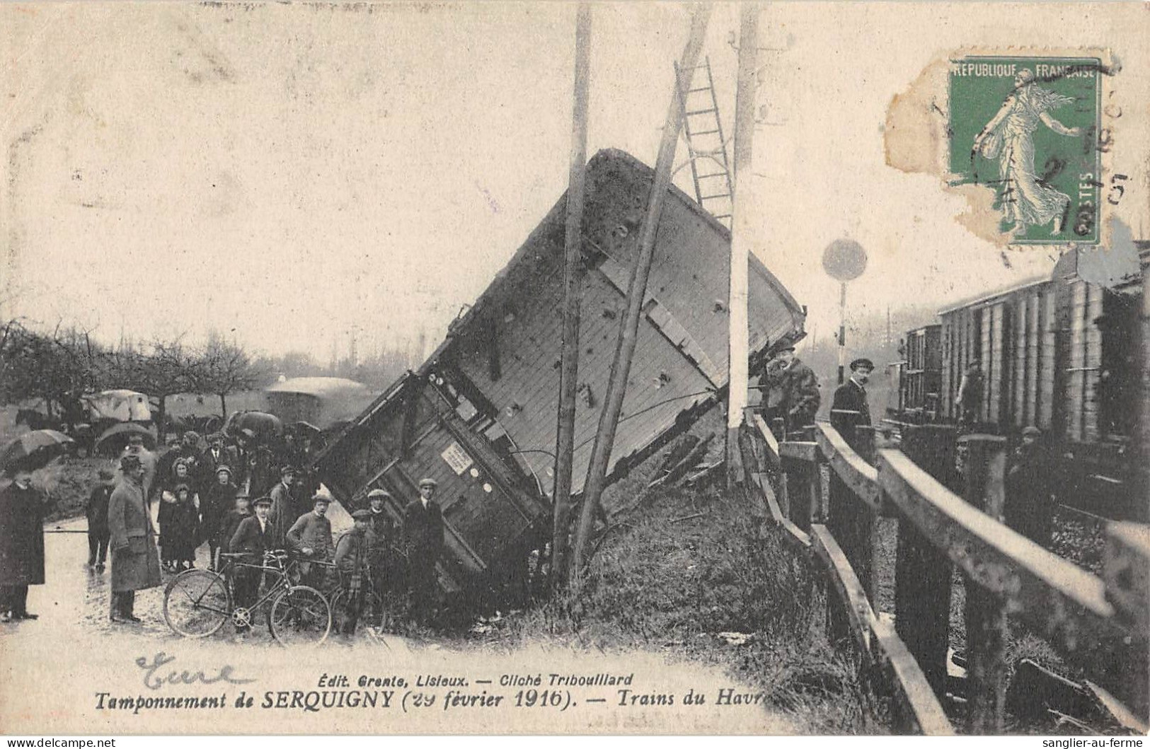 CPA 27 TAMPONNEMENT DE SERQUIGNY / TRAINS DU HAVRE / CATASTROPHE DU 29 FEVRIER 1916 - Serquigny