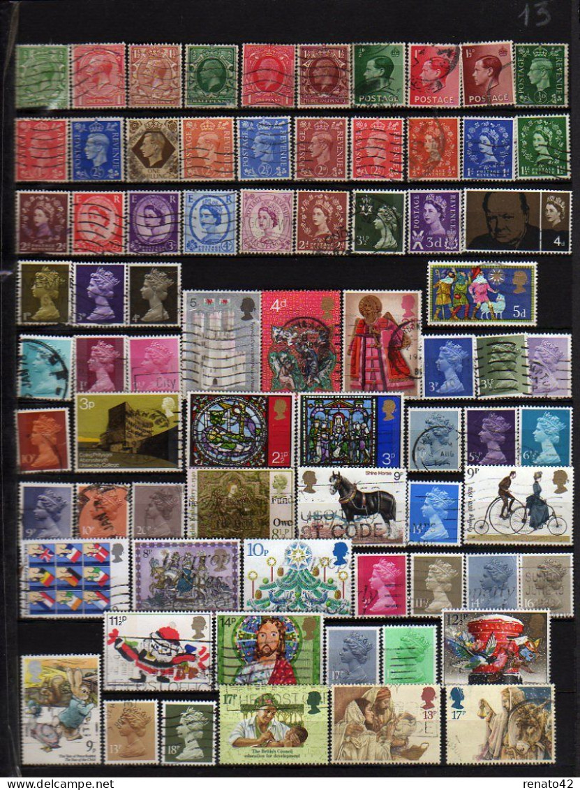 BON Lot 200 TIMBRES OBLITERES DIFFERENTS GRANDE-BRETAGNE LIVRE EN POCHETTE RIGIDE 100 G PORT A 2,32 € - Sammlungen