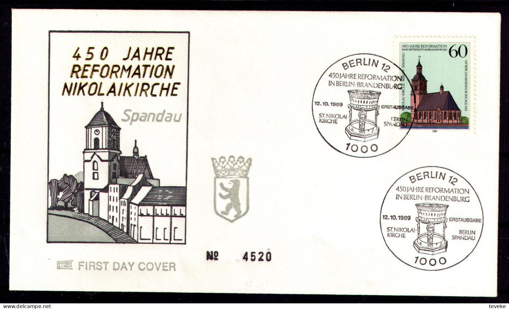 BERLIN 1989 - Michel Nr. 855 FDC - 450 Jahre Reformation In Brandenburg - 1981-1990