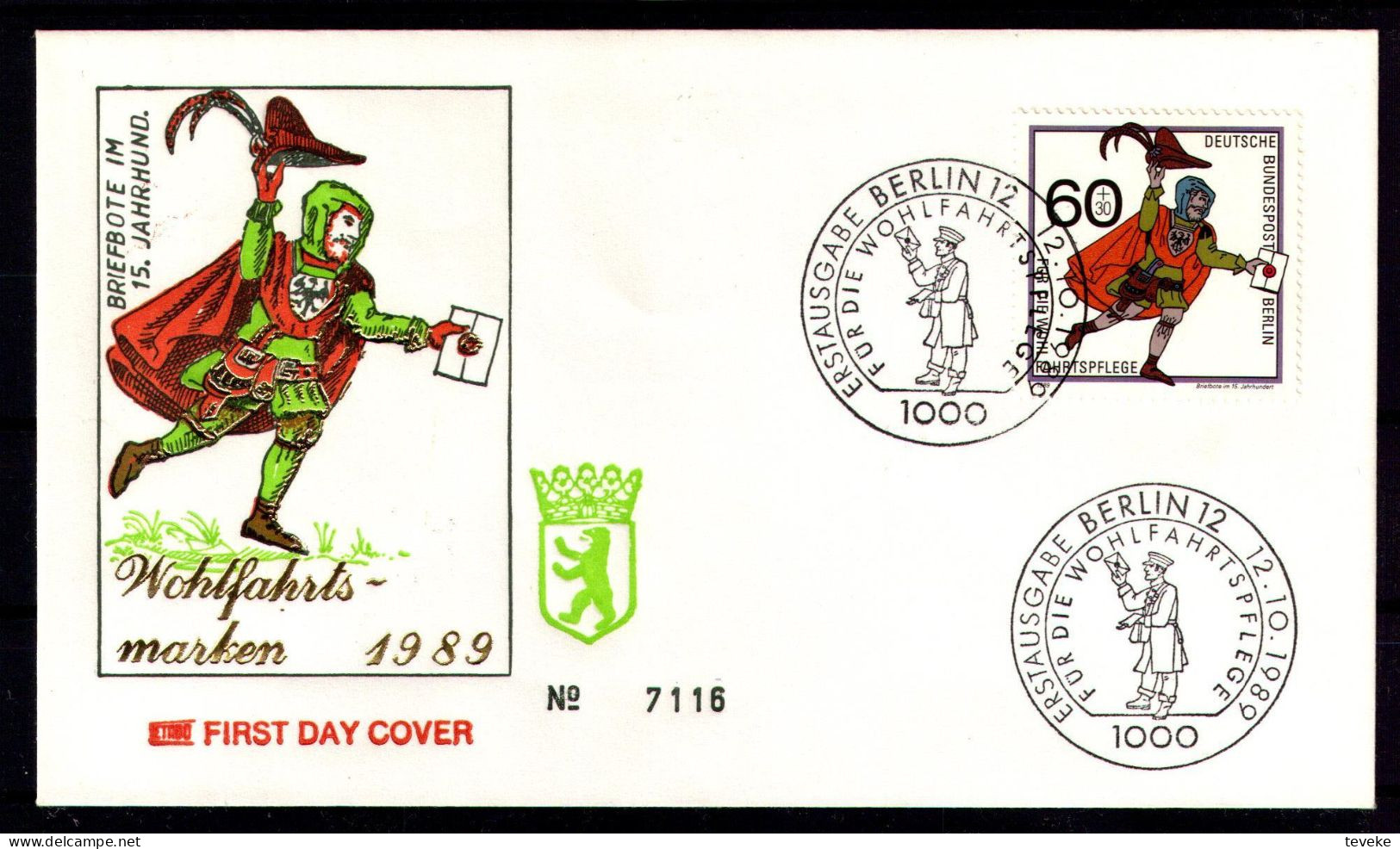 BERLIN 1989 - Michel Nr. 852/854 FDC - Wohlfahrt - Postbeförderun - 1981-1990