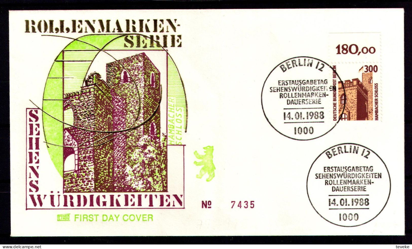 BERLIN 1988 - Michel Nr. 798A/799A FDC - Sehenswürdigkeiten - 1981-1990