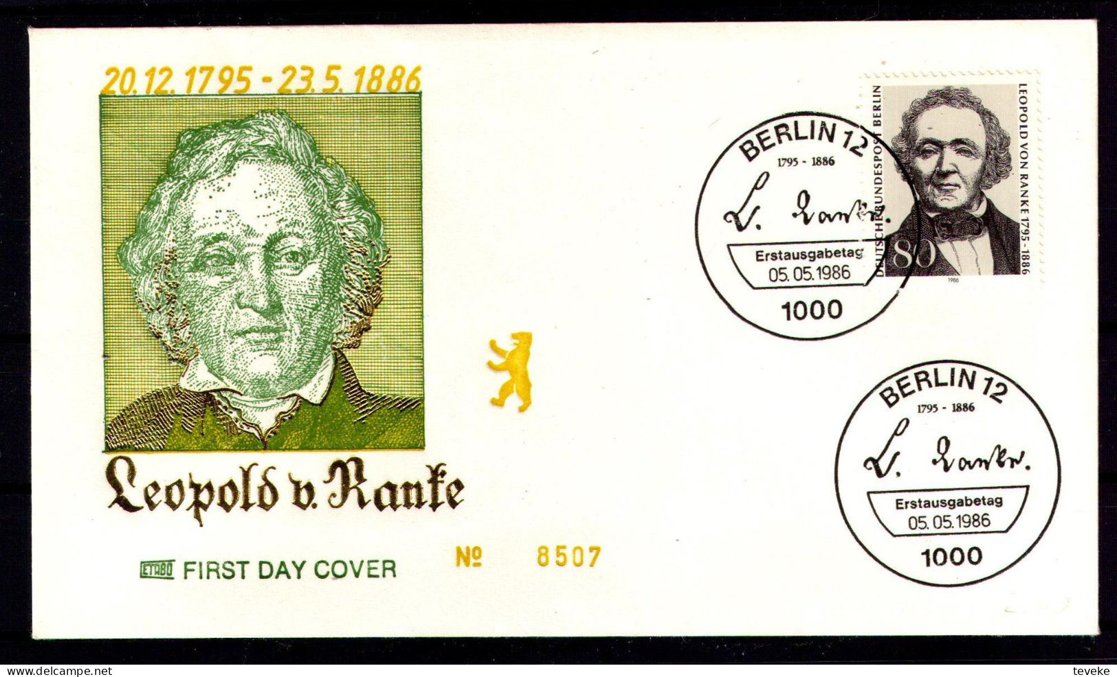 BERLIN 1986 - Michel Nr. 759 FDC - Leopold Von Ranke - 1981-1990