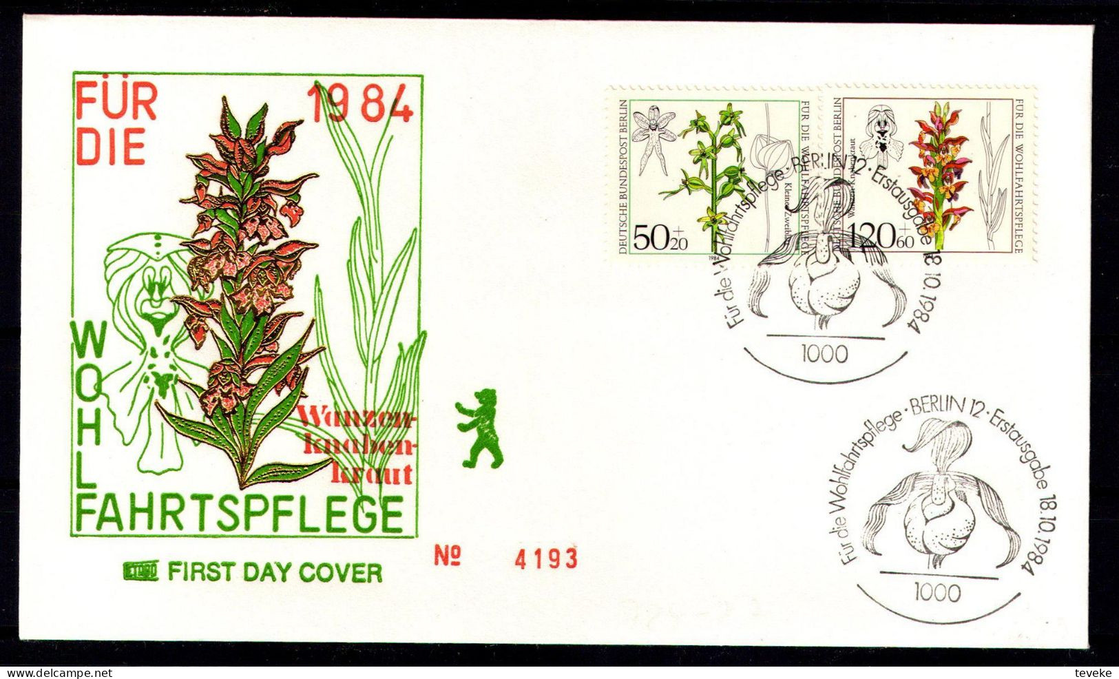 BERLIN 1984 - Michel Nr. 724/727 FDC - Wohlfahrt - Orchideen - Flora - 1981-1990