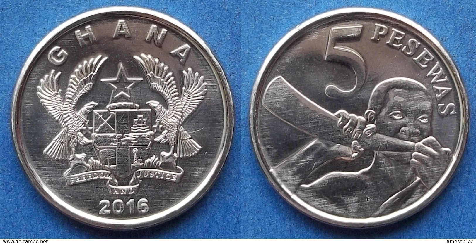 GHANA - 5 Pesewas 2016 "Native Male Blowing Horn" KM# 38 Reform Coinage (2007) - Edelweiss Coins - Ghana