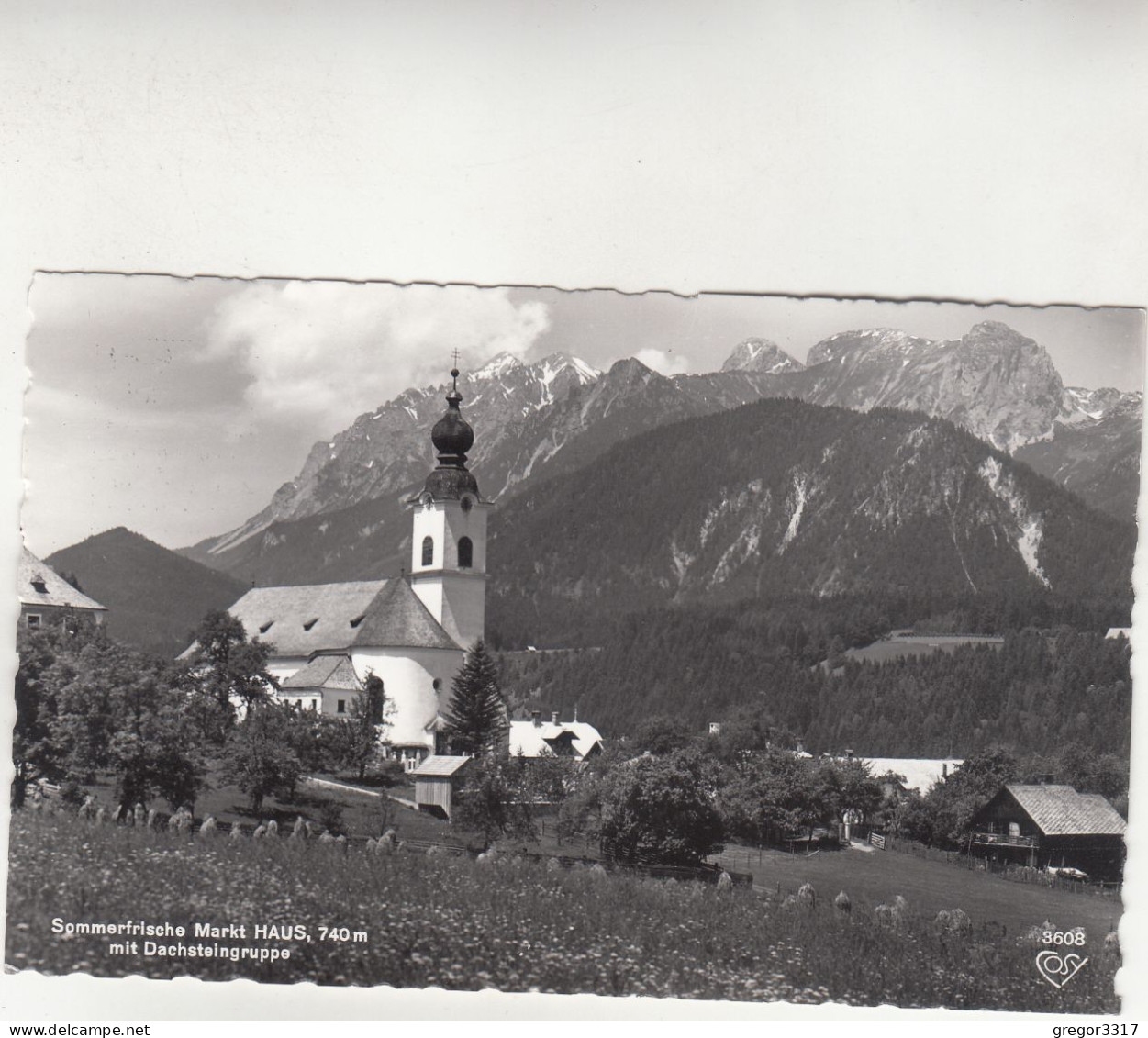 D8905) Sommerfrische HAUS Im ENNSTAL - Kirche Mit Dachsteingruppe ALT - Haus Im Ennstal