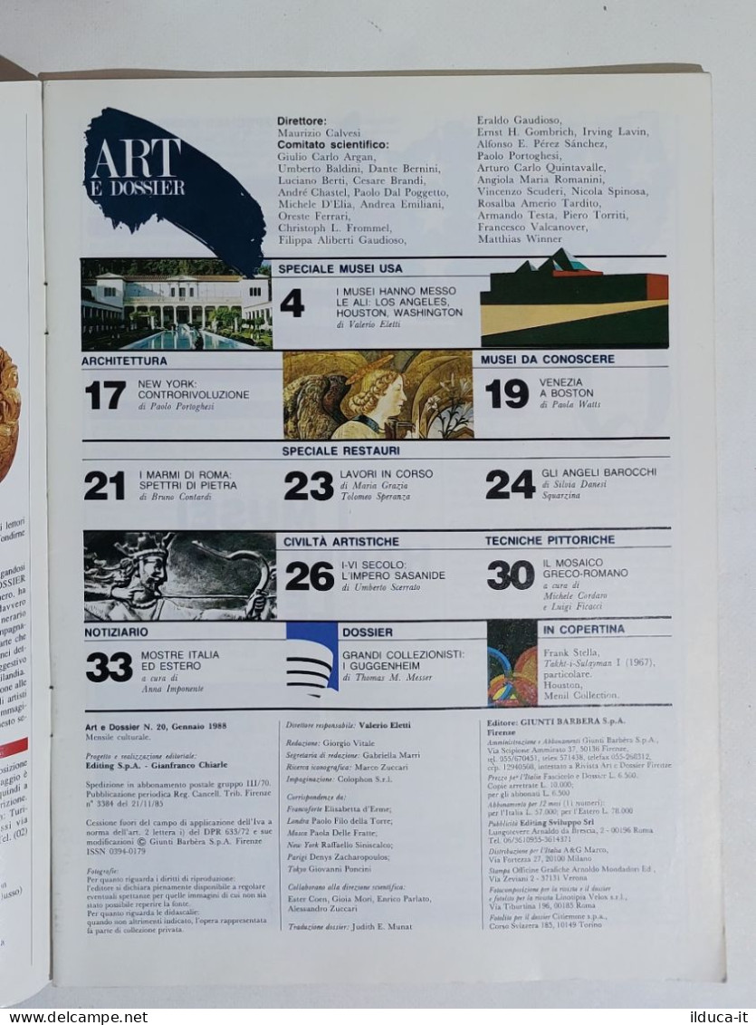 49312 ART E Dossier 1988 N. 20 - Impero Sasanide / Musei Americani - Kunst, Design
