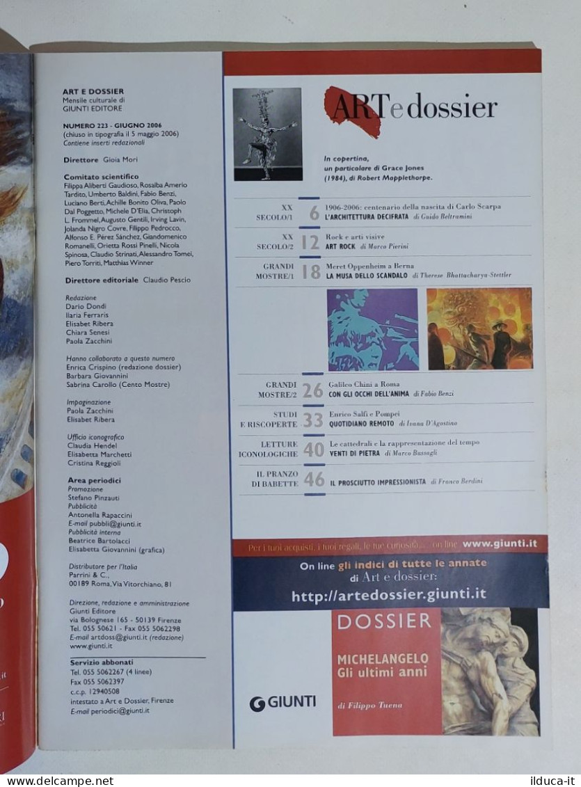 49324 ART E Dossier 2006 N. 223 - Michelangelo / Musica Rock / Carlo Scarpa - Art, Design, Decoration