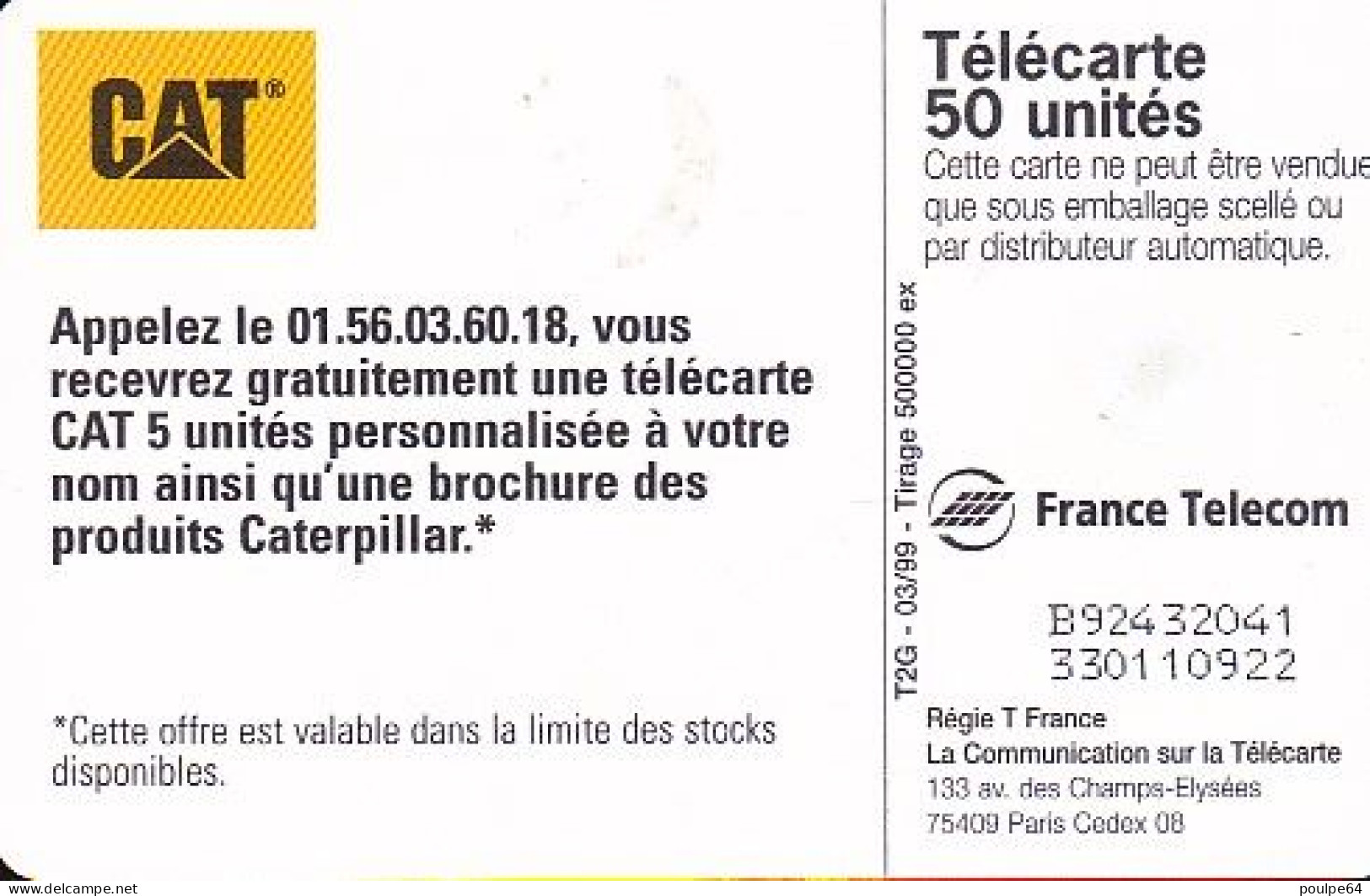 F963  03/1999 - CATERPILLAR FEMME - 50 GEM2 - 1999