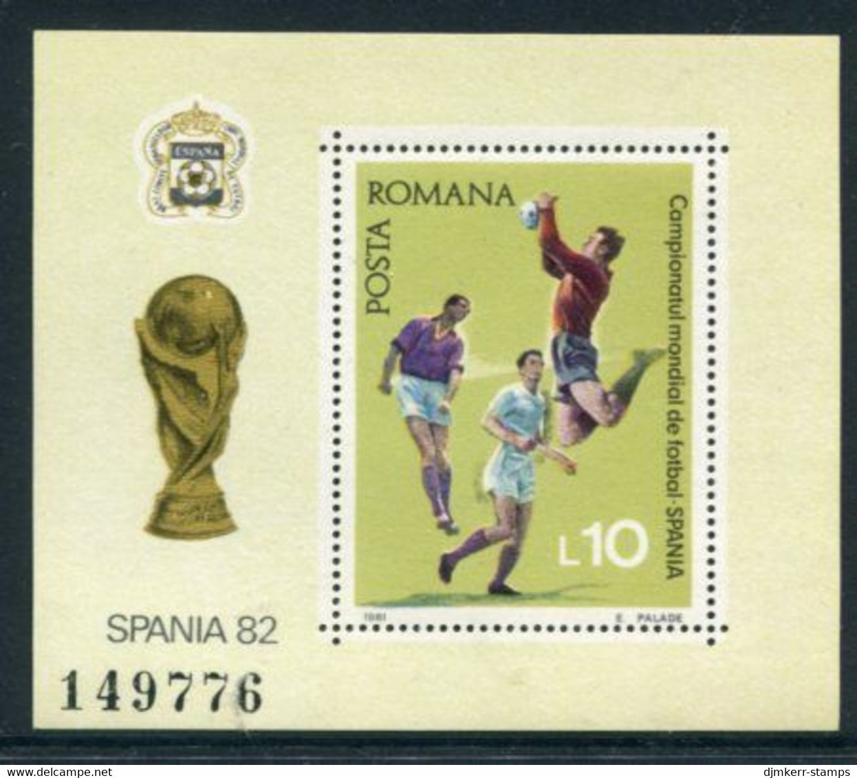 ROMANIA 1981 Football World Cup Block MNH / ** .  Michel Block 184 - Unused Stamps