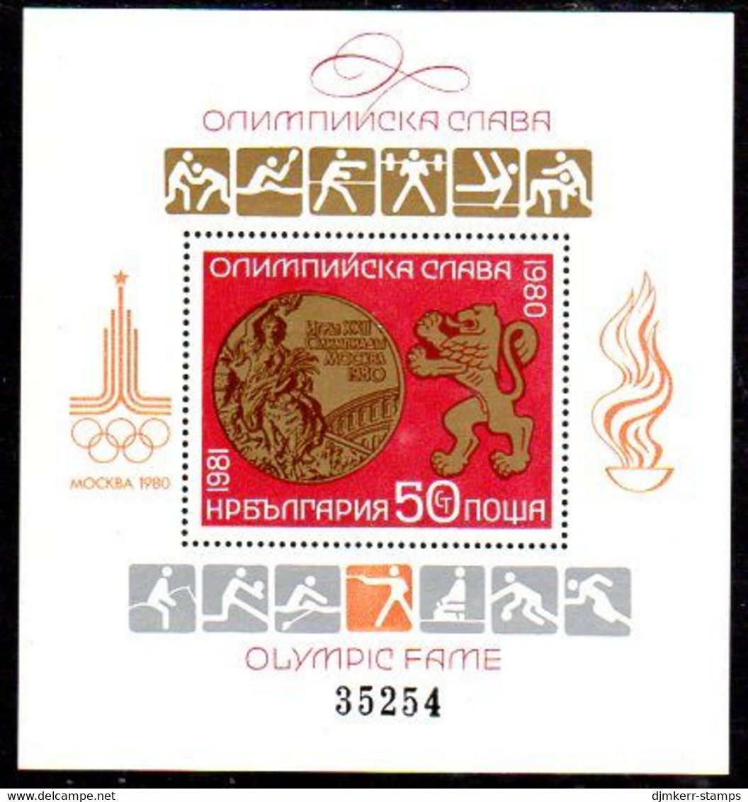 BULGARIA 1981  Olympic Medal Winner Block  MNH / **.  Michel Block 109 - Hojas Bloque