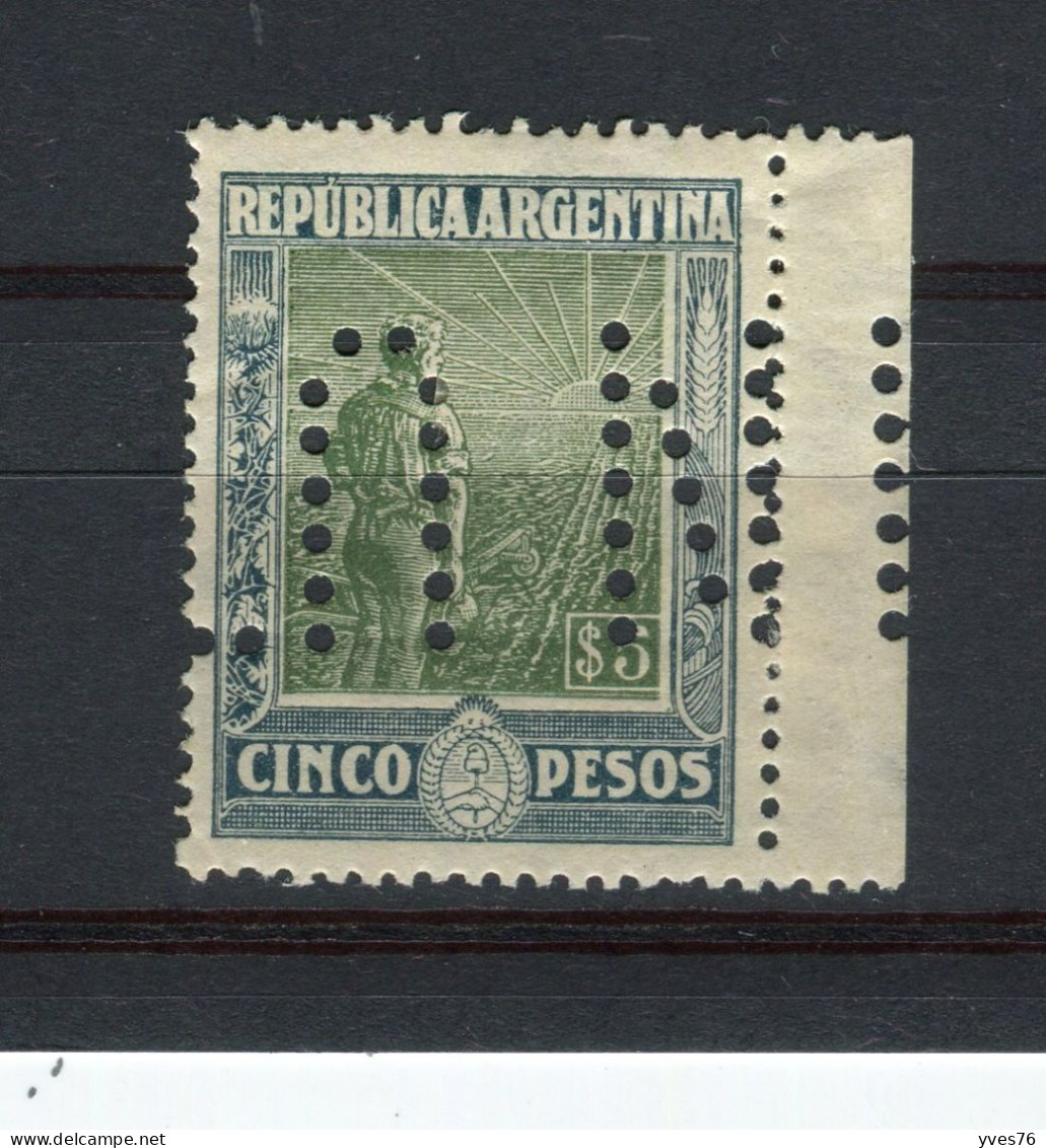 ARGENTINE - Y&T N° 190* - Perfin - Perforé - Unused Stamps