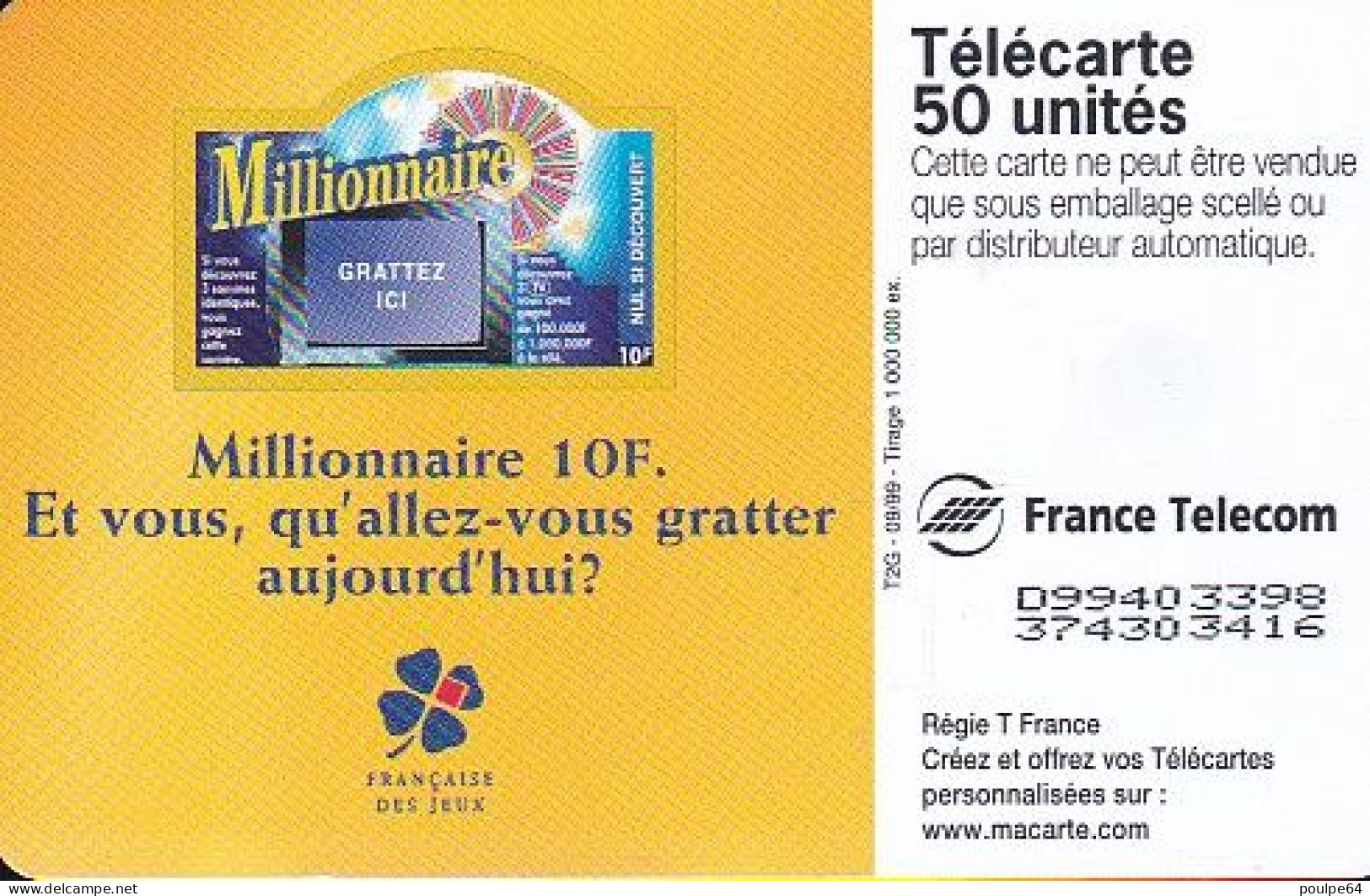 F1009  09/1999 - LE MILLIONNAIRE - 50 OB2 - 1999