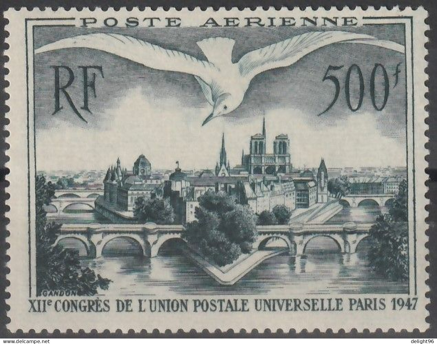 1947 France 12th UPU Congress In Paris: Seagull Over Ile De La Cite Stamp (** / MNH / UMM) - Mouettes