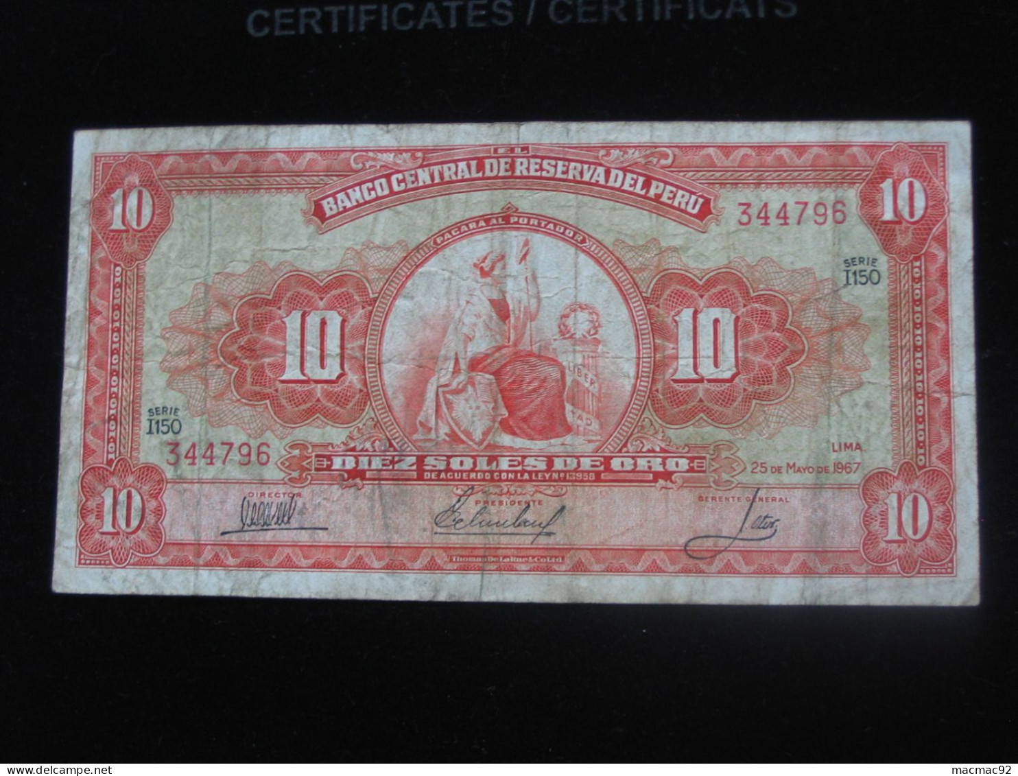 PEROU - 10 DIEZ SOLES DE ORO 1959 - Banco Central De Reserva Del Peru  **** EN ACHAT IMMEDIAT **** - Pérou