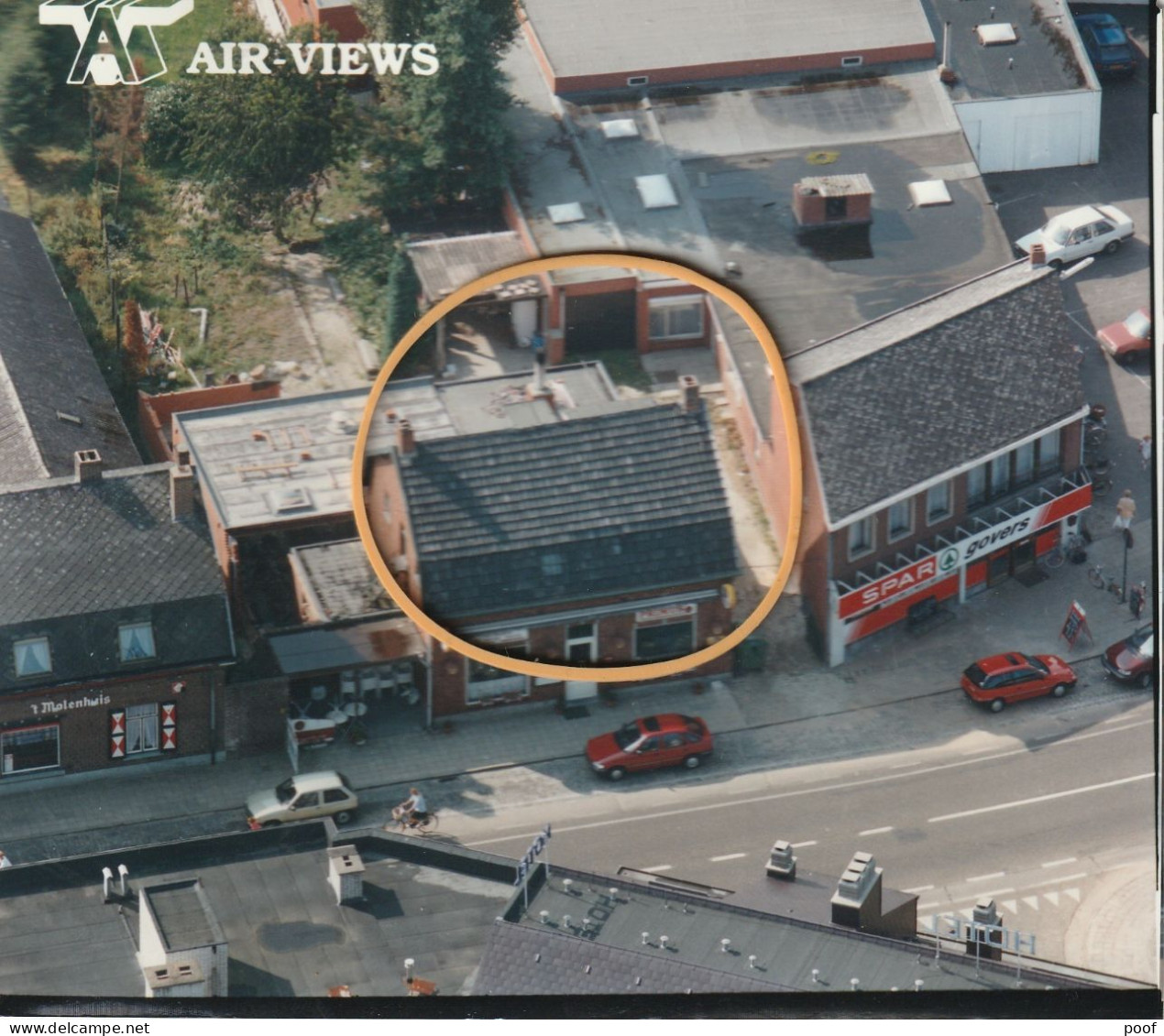 Hamont-Achel : Dorpsstraat / " Spar " , Cafés ( Molenhuis ) ---- Luchtfoto - Hamont-Achel