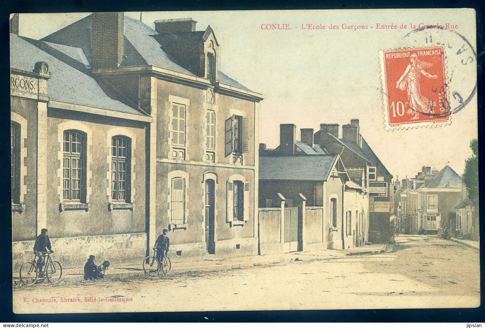 Cpa Du 72  Conlie -- L' école Des Garçons - Entrée De La Grande Rue    LION23 - Conlie