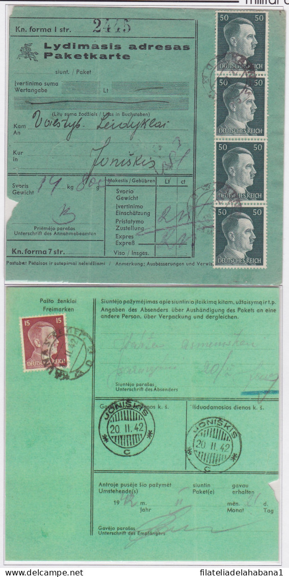 E329 RUSSIA LITHUANIA GERMANY OCCUPATION POSTAL PACKET 1942.    - 1941-43 Bezetting: Duitsland