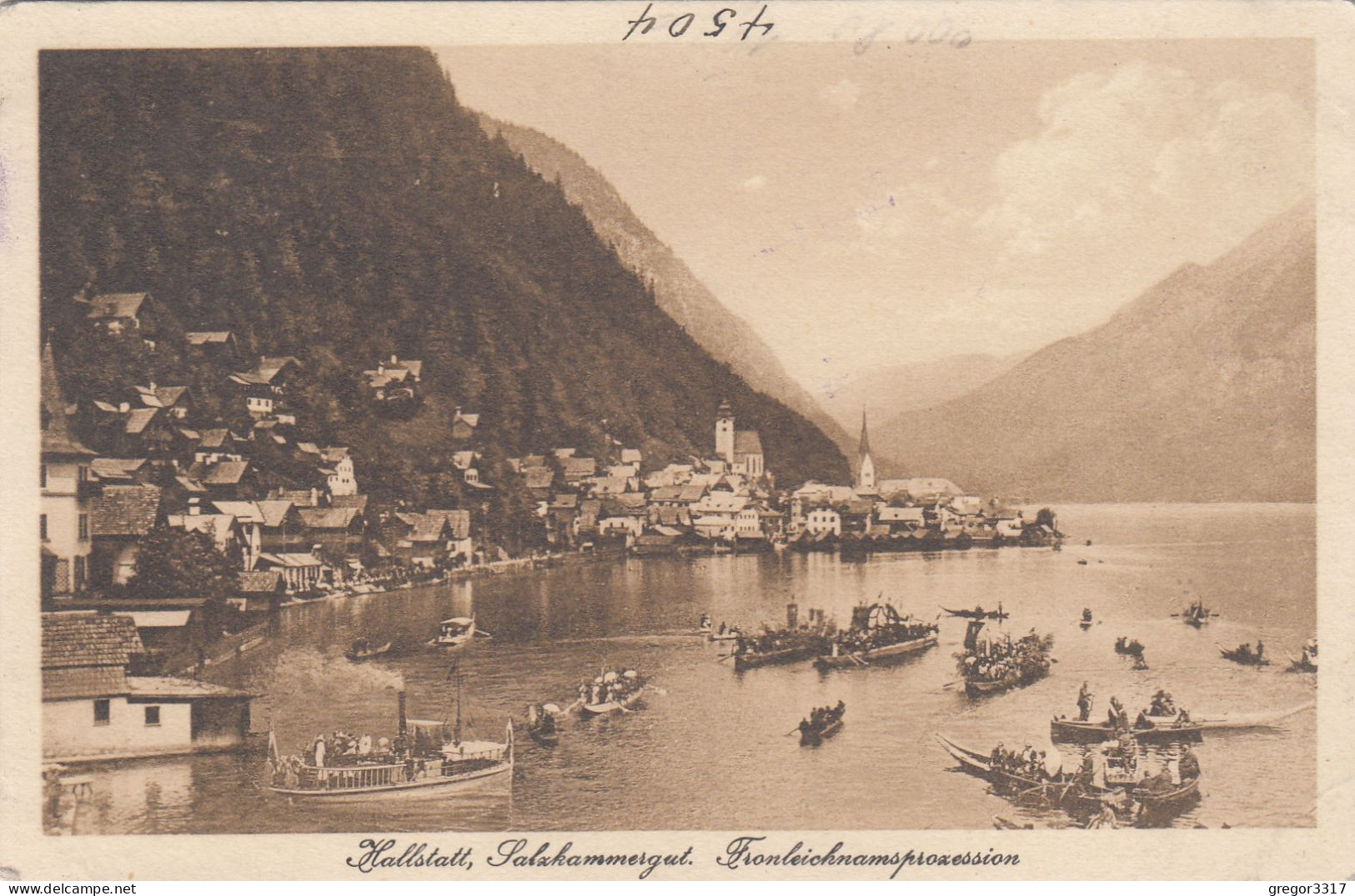 D9018) HALLSTATT -  Salzkammergut - FRONLEICHNAMSPROZESSION - Super Details - SCHIFF Boote - Häuser Kirchen - Hallstatt