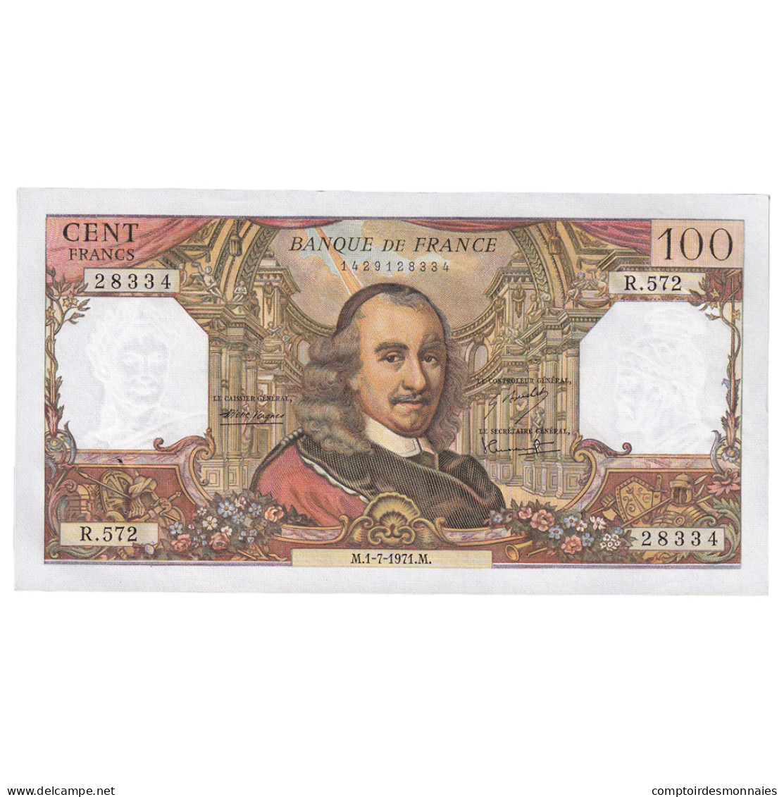 France, 100 Francs, Corneille, 1971, R.572, SPL, Fayette:65.36, KM:149d - 100 F 1964-1979 ''Corneille''