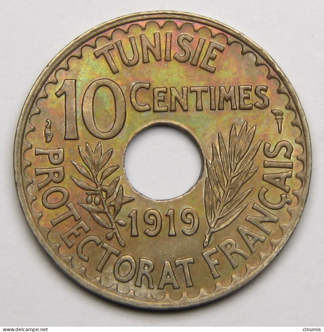 TRES RARE EN L'ETAT : 10 Centimes Tunisie En-Naceur, 1919, Cupro-nickel - Tunesien