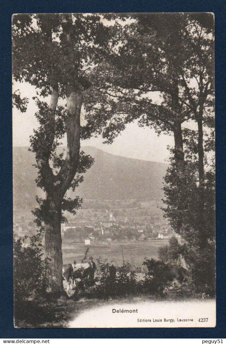 Jura. Delémont. Panorama Avec L'église Saint-Marcel. 1908 - Delémont