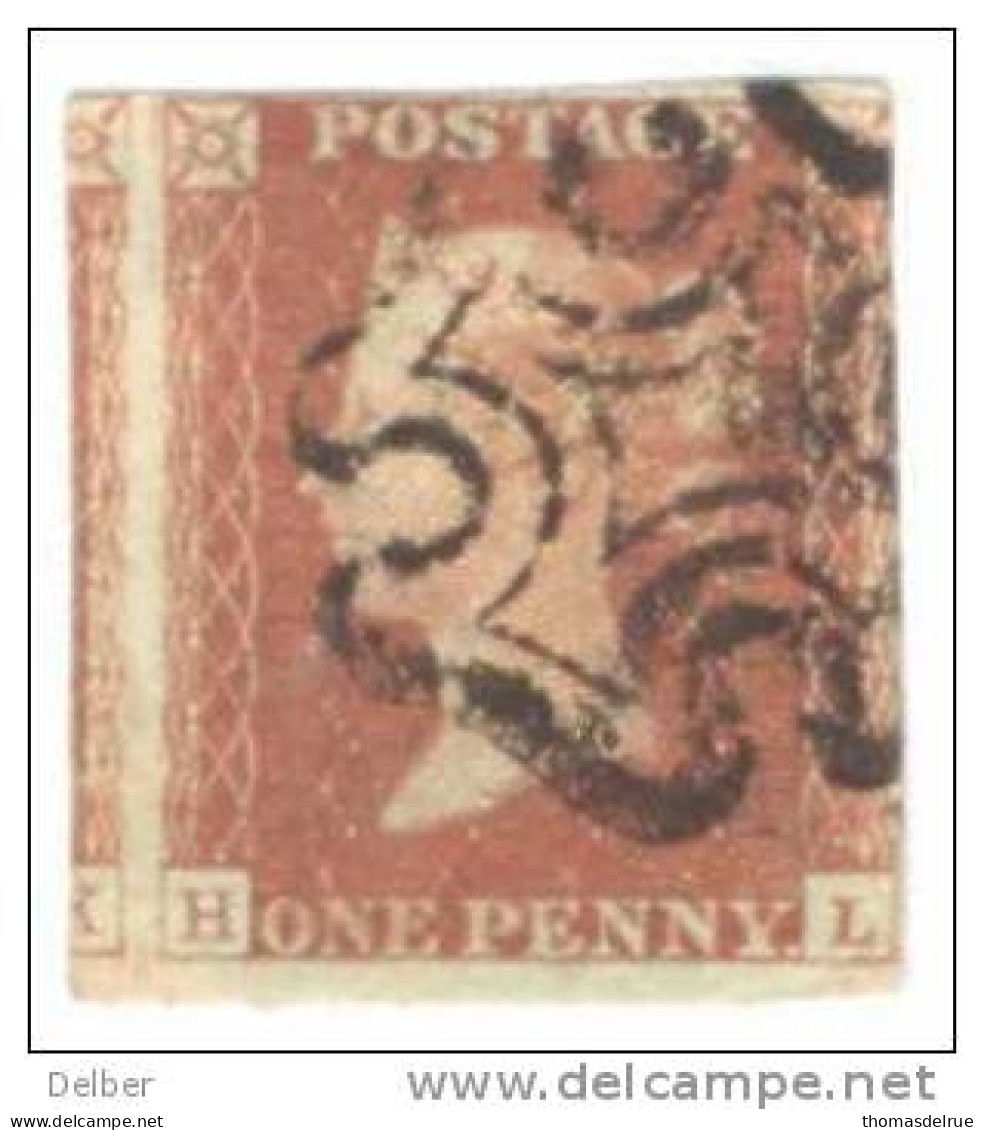 _A651: Penny Red : Imperf. SG#8-12 : Plate 20 : H__L - Used Stamps