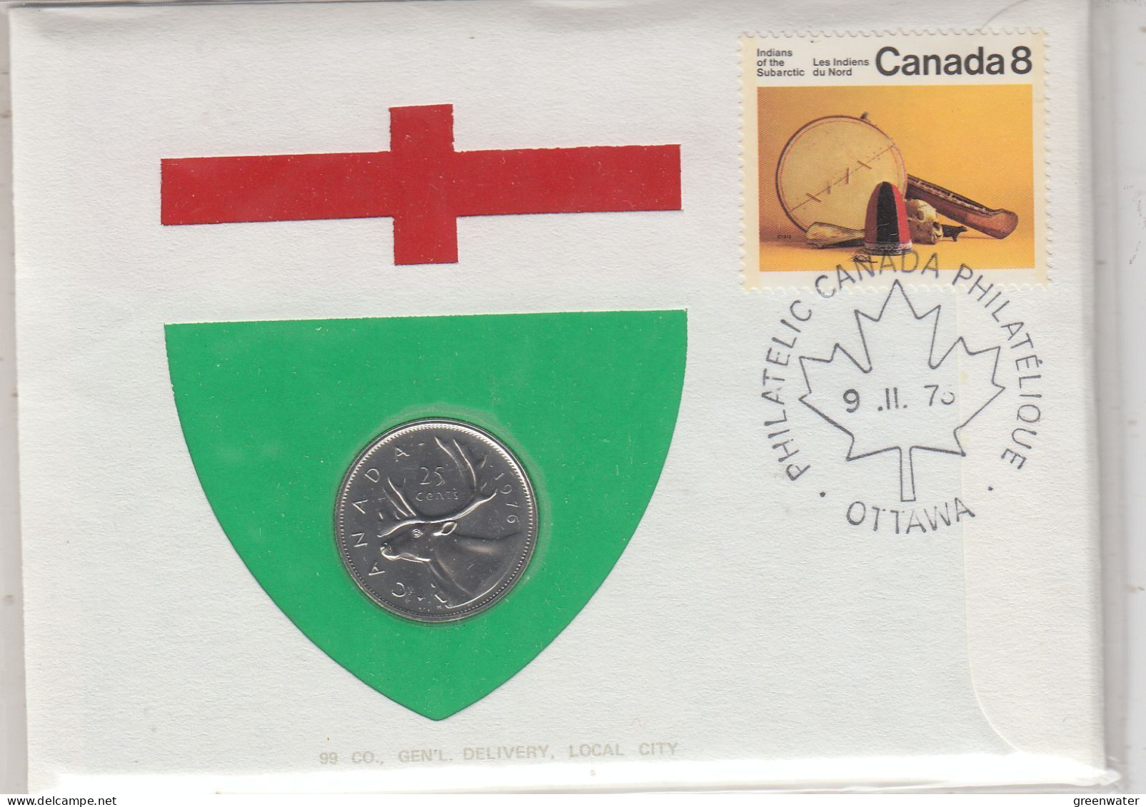 Canada Numisletter 25 Cent Coin Ca Ottawa  9.II.1976 (CN152D) - Lettres & Documents