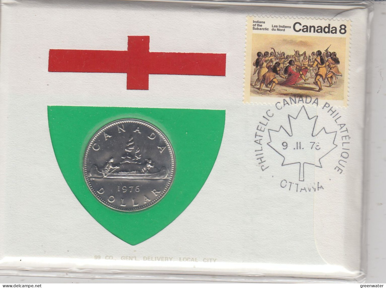 Canada Numisletter 1 Dollar Coin Ca Ottawa 9.II.1976 (CN153E) - Lettres & Documents