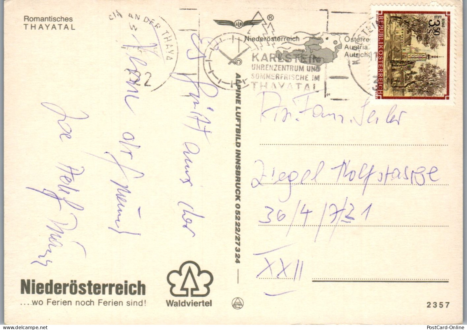 47045 - Niederösterreich - Thayatal , Dobersberg , Raabs , Karlstein , Ruine Kollmitz , Mehrbildkarte - Gelaufen  - Raabs An Der Thaya