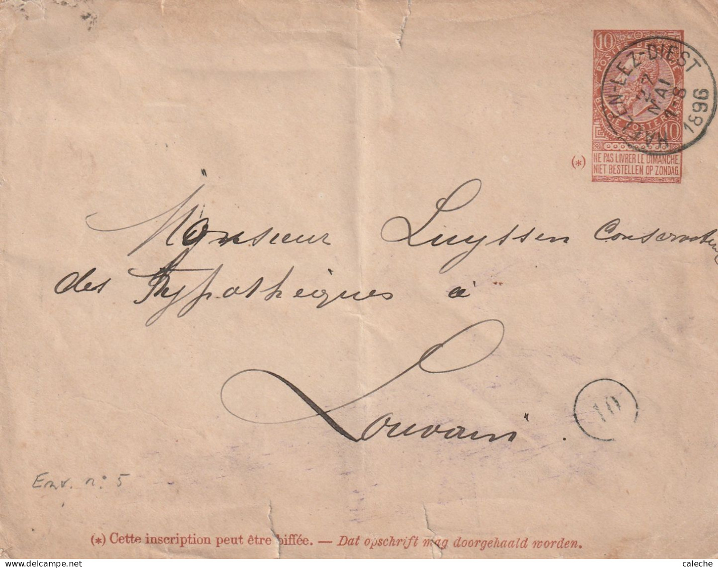 E;L. N° 5 - Belle Frappe Haelen-Lez-Diest 1896 ./ Petites Céchirures Ds L'enveloppe - Letter Covers