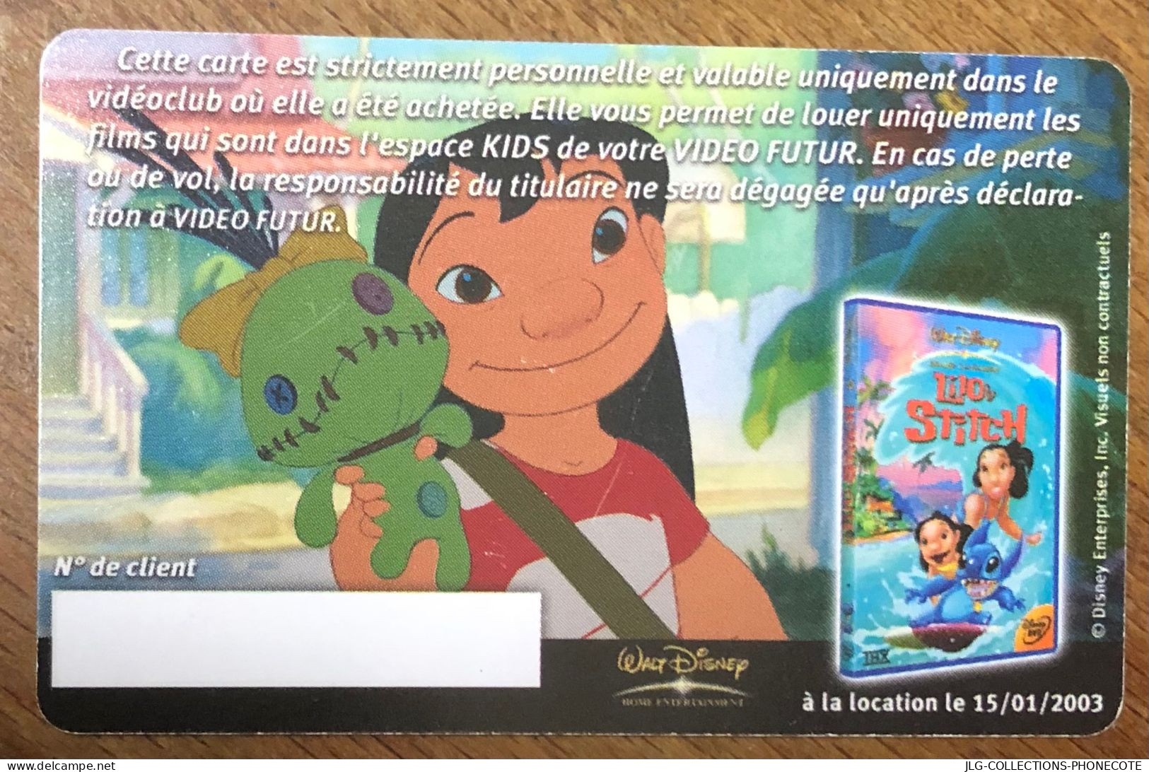 VIDEO FUTUR CARTE KIDS LILO STITCH DISNEY PAS TELECARTE TELEFONKARTE SCHEDA TARJETA PHONECARD PREPAID PREPAYÉE CARD - Kids